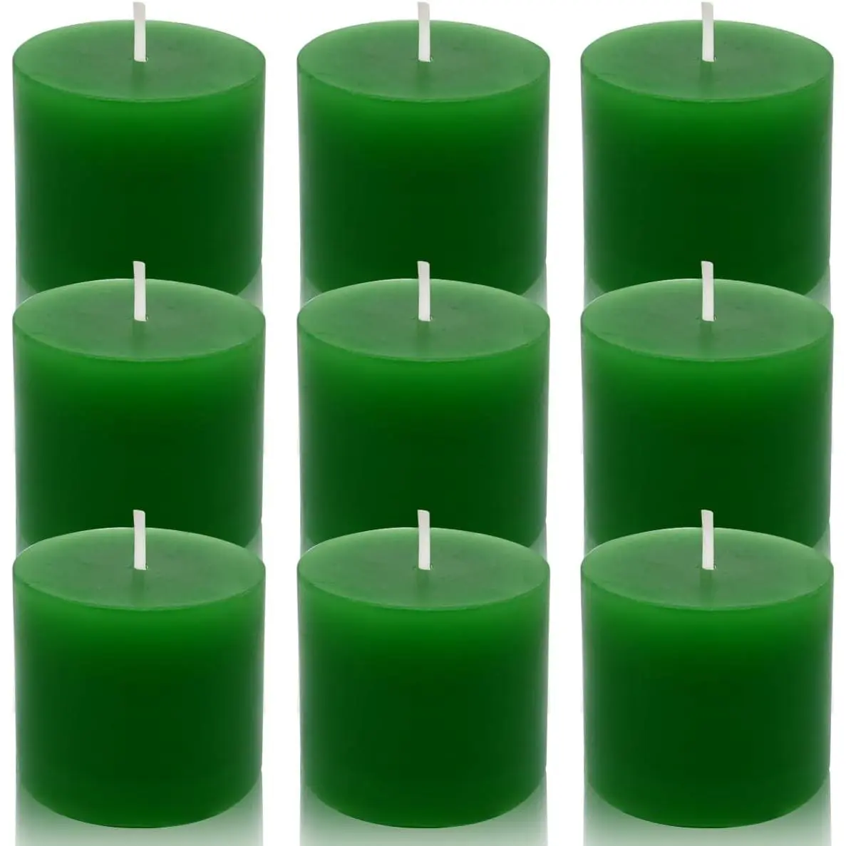 9 Packs Green Votive Candles, Small Unscented 1.5 Inch Diameter Wax Candles for Home Wedding, Party, Table Decor - 8 Hours Burn Time (1.5" W x 1.25" H)