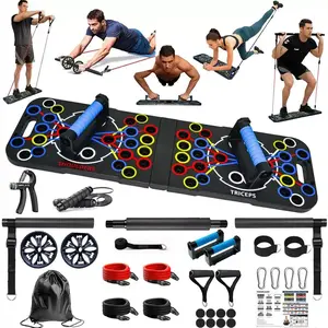 Multifunctional Push-up Trainer Board Foldable Push Up Board Non-slip Sticker Abdominal Muscle Chest Muscle Home Workout Gym Equipment Resistance Band Workout Gift
