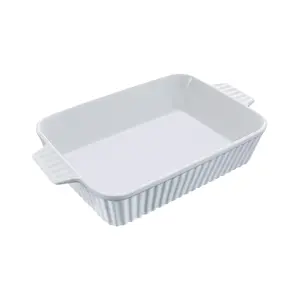 【DealsForYouDays】VEVOR Ceramic Baking Dish, Large 9" x 13" Pan, Rectangular Bakeware with Double Handles, Oven Secure, Lasagna Pan, Casserole Dish Deep for Baking and Serving, Thanksgiving Christmas Present, White