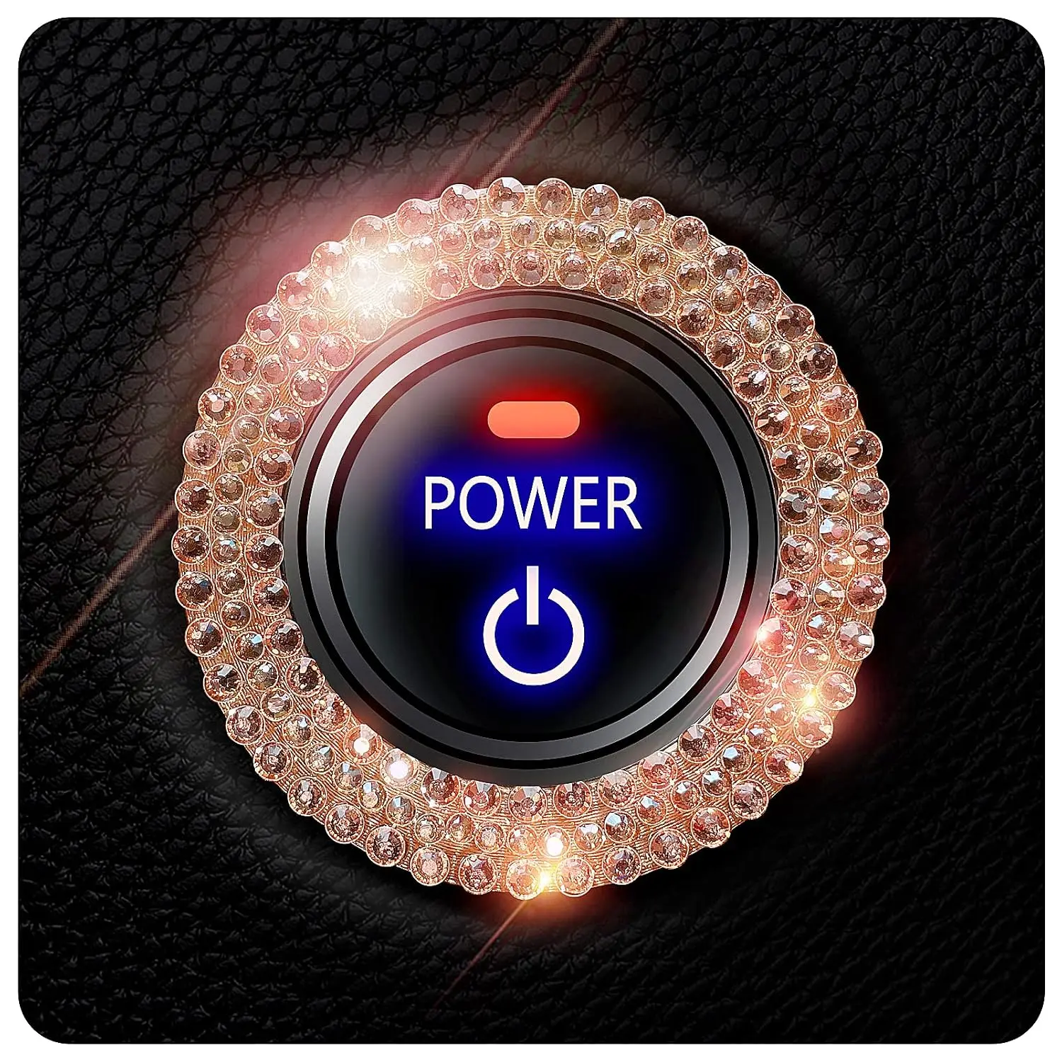 Bling  Button Start Button Cover/Sticker for Wowen,  Engine Start Stop Trim Ring, Shiny  Rhinestone Key  and Knob Ring (Rose )…
