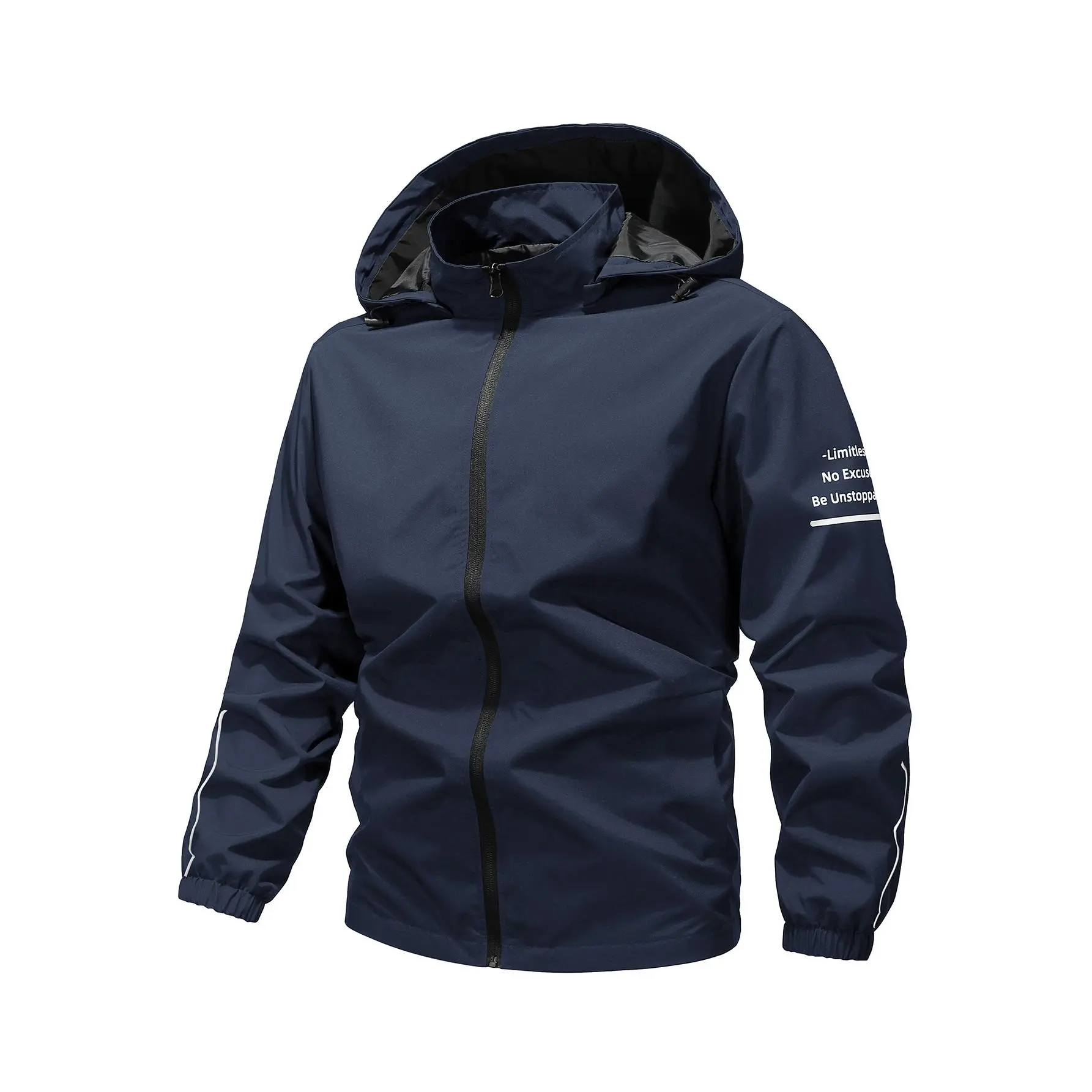 Men's Hooded Windbreaker Jacket Zip Up Athletic Coat Sleeve Text Print Casual Activewear Male Sportswear Outdoor Tops cozy soft cool clean chic active sporty casual premium classic stylish durable trendy relaxed comfy modern vibe urban fly fit Multi-Color