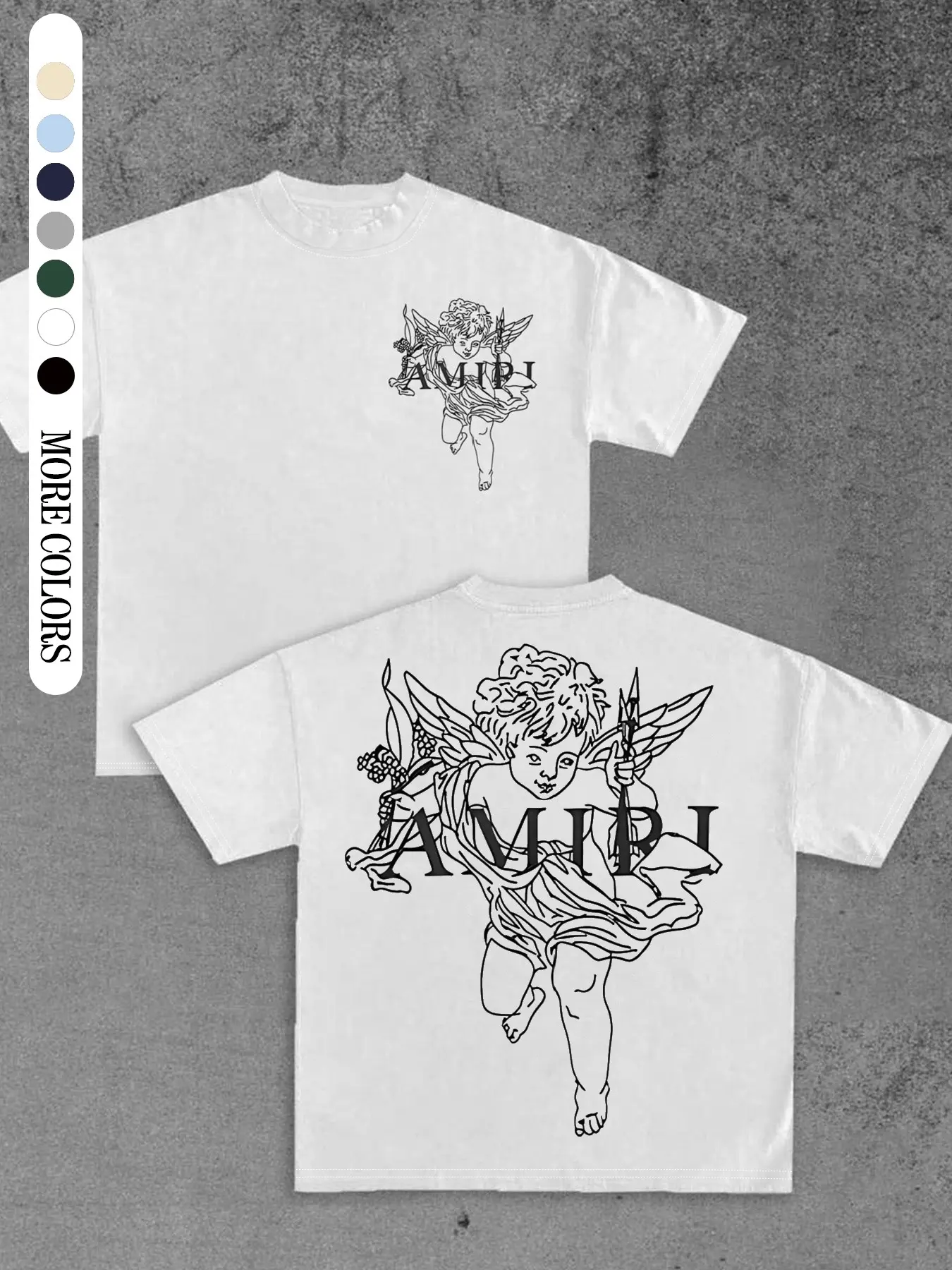 Unisex Short Sleeve T-Shirt, Angel Print Design, Fashion Youth American Streetwear, Versatile Casual New Half Sleeve Tee