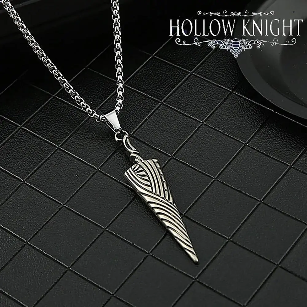 Hollow Knight Unisex Decorative Necklace - Bone Shape Metal Spike Pendant, Edgy Casual Wear Jewelry with Bone Nail Keychain Gift for Men Women