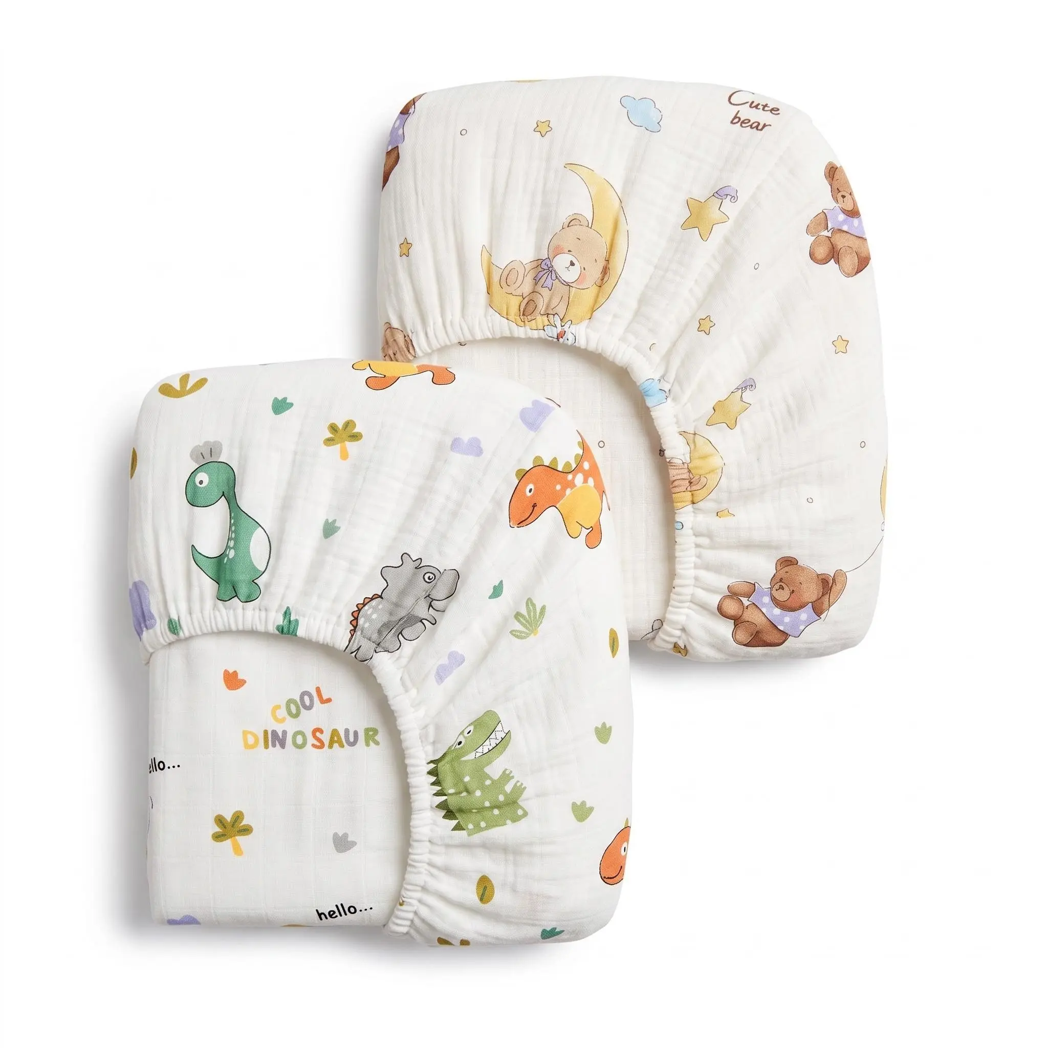 2pcs Baby Cartoon Bed Sheet Set, Breathable Newborn Mattress Cover, Kids Bedding Replacement Kit, Unisex, Multiple Sizes Available