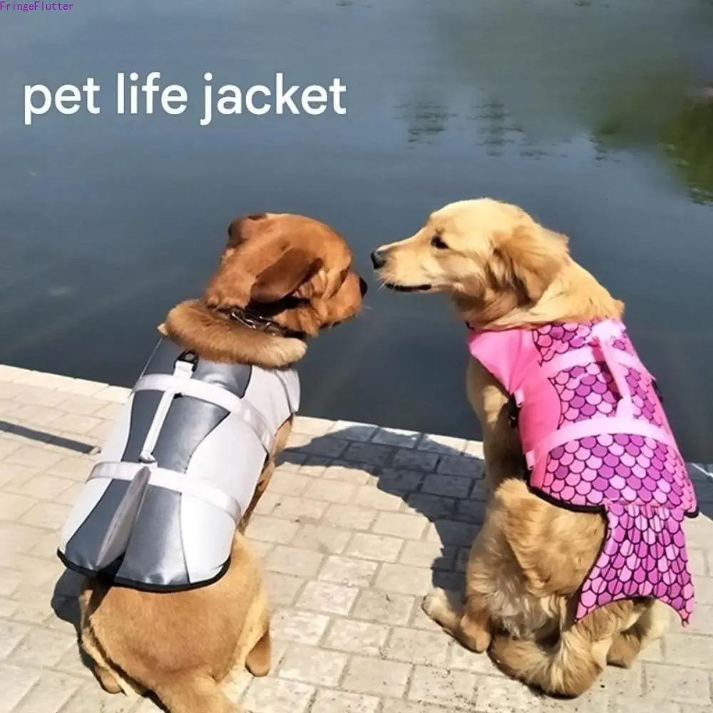 Shark Mermaid Dog Life Jacket | High Buoyancy Pet Swim Vest | Adjustable Quick Dry with Rescue Handle for Beach Pool Boating