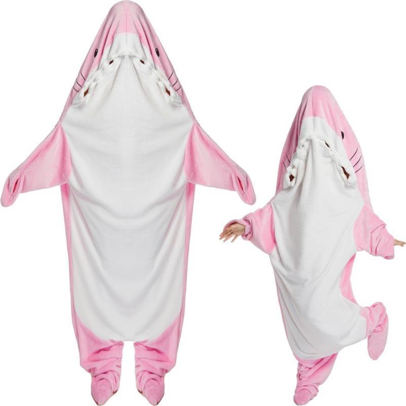 Shark Blanket Hoodie Onesie For Adult  Cozy Flannel Throw Wearable Animals Costume For Christmas Gifts
