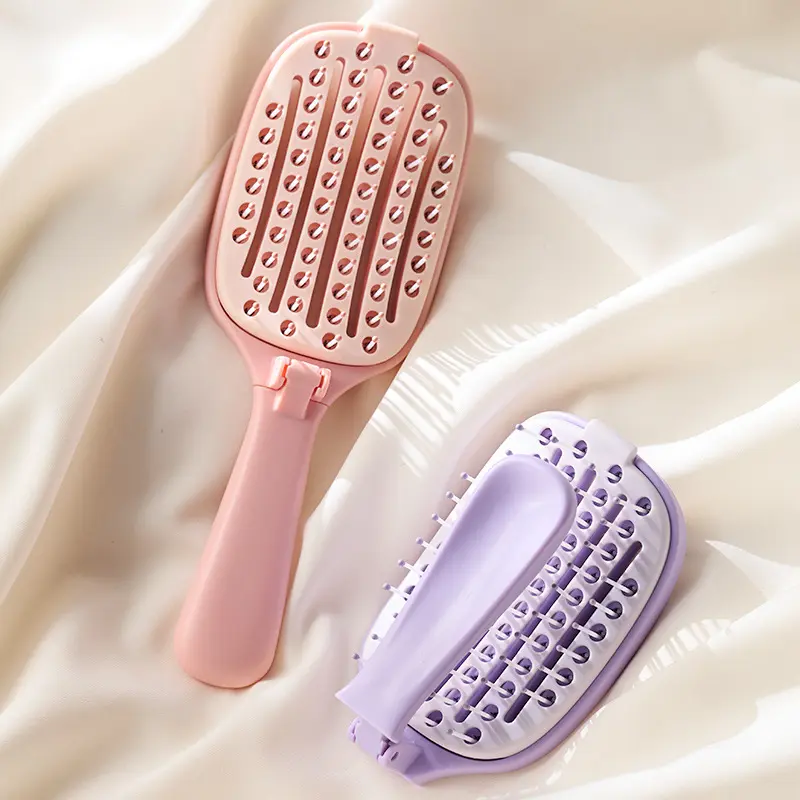 Foldable Hair Comb for Curly Hair, Viral Scalp Massage Styling Comb with Ribbed Teeth Design, Portable Detangling Brush for Fluffy Volume & Curl Definition, Lightweight Easy-Clean Hair Tool for Daily Hair Care, Travel, Salon Styling & On-the-Go Use