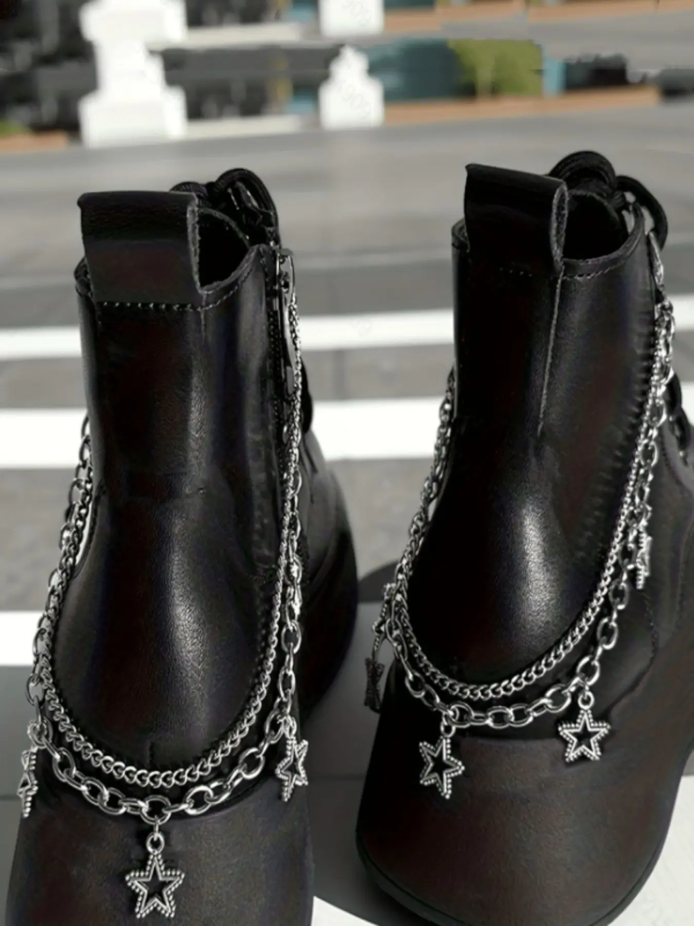 2pcs Star Pendant Double Layer Shoe Chains, Detachable Shoe Decoration Accessories, Chic Plain Style for All Seasons, Shoe Charms