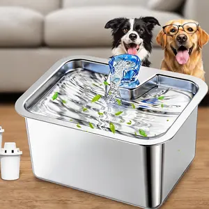 11L Large Capacity Pet Water Fountain (3 Gallon), Stainless Steel Automatic Water Dispenser Equipped with 4 Replacement Filters, Ultra Quiet Operation Designed for Large Dogs and Multi-Pet Households, Spacious Drinking Surface, Simple Disassembly for Conv