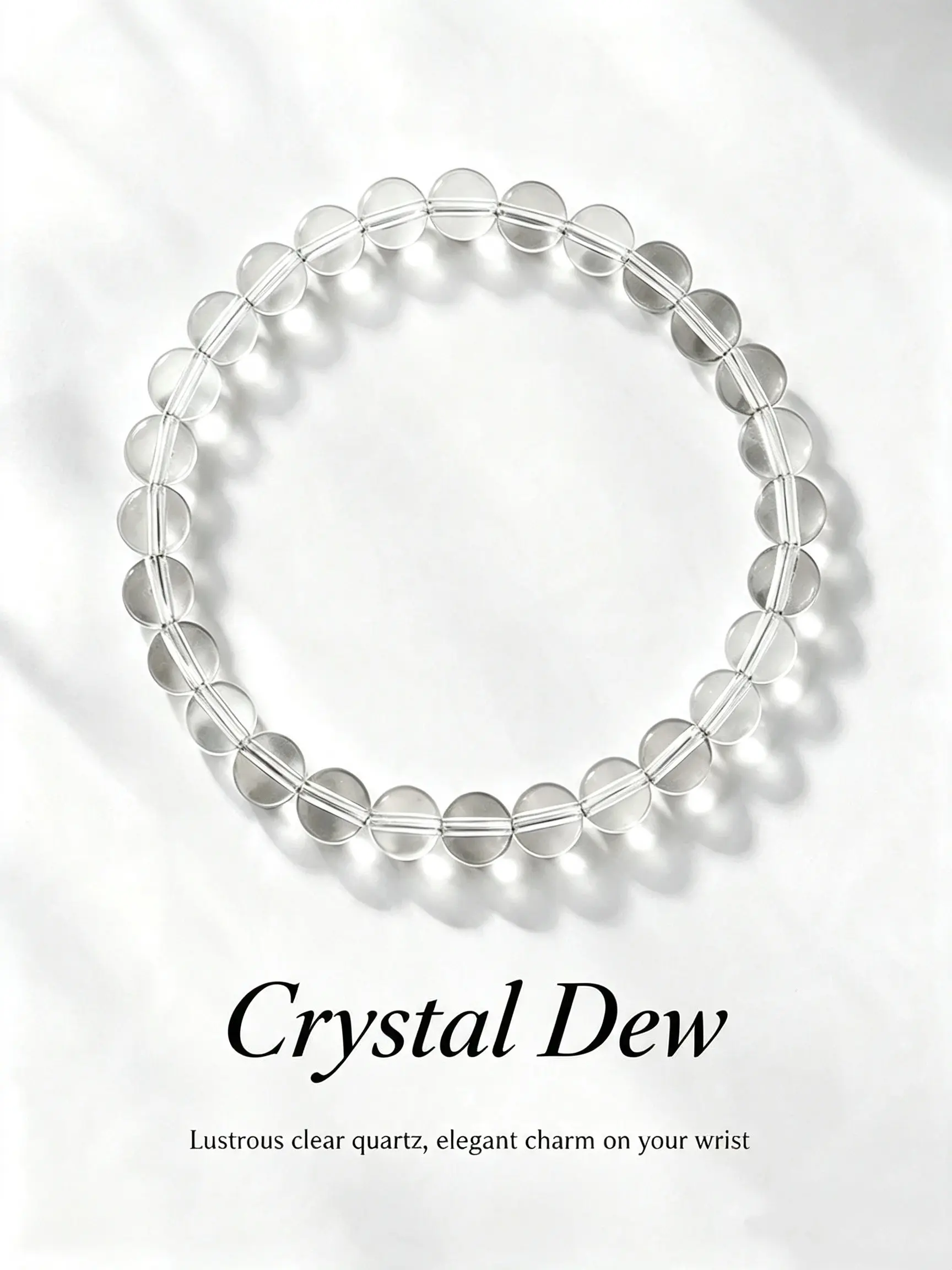 Natural 10a Grade Crystal Bracelet, Clear and Pure Brazilian Original Mine, 100% Transparent, 8-12mm, 3 Sizes Available