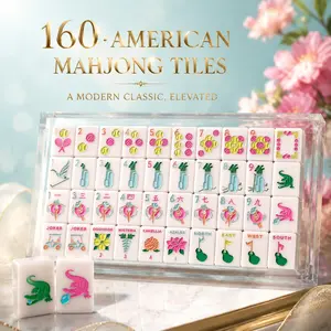 High-End Crystal Acrylic Mahjong Set - Classic Country Club Themed, 160-Standard American Tiles, Complete Indoor Recreation Set for Home Leisure, Upscale Gifting
