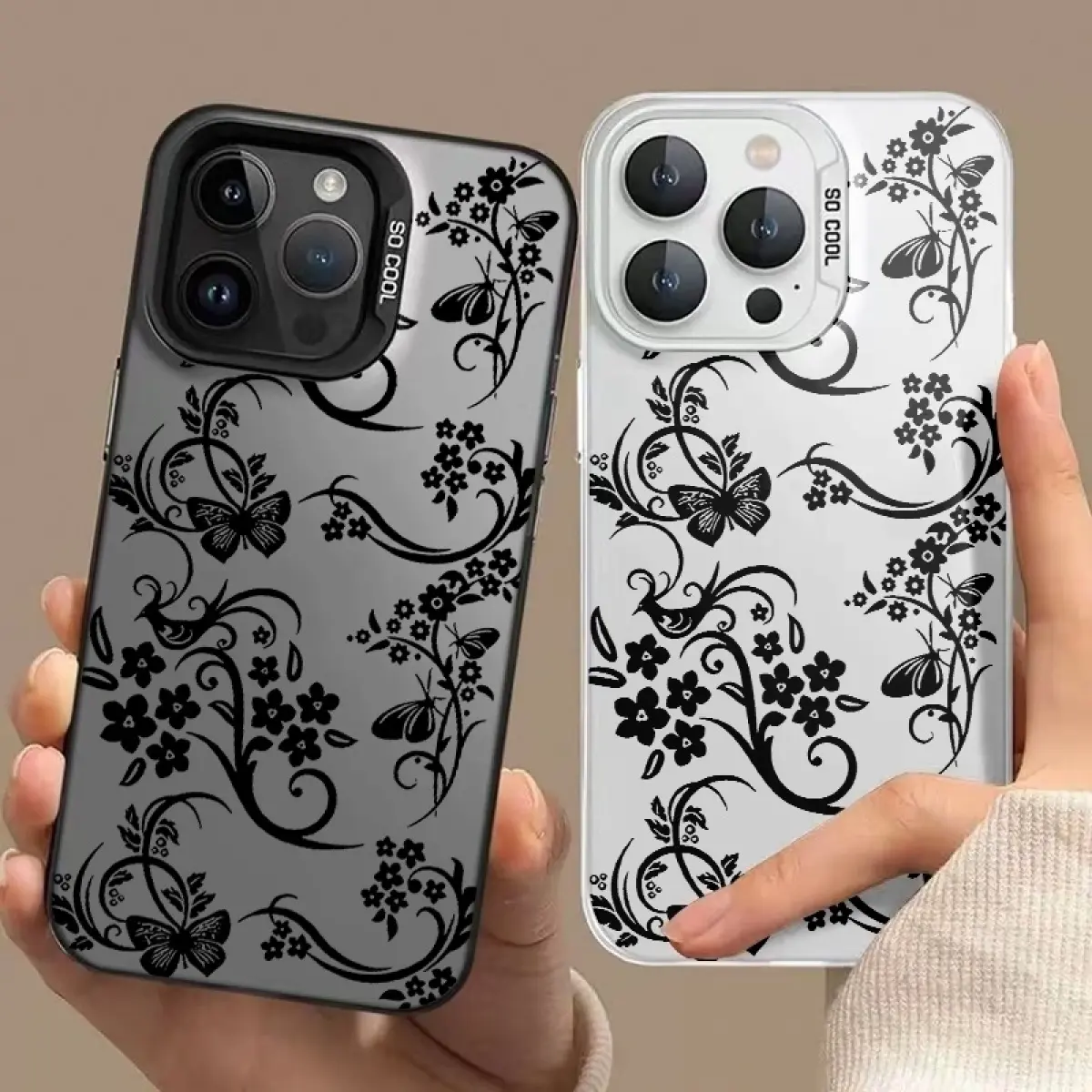 Cartoon Art Butterfly Pattern IMD Silver Acrylic Smartphone Case - Lightweight, Portable, Stylish Protective Cover for iPhone 12/13/14/15/16/17 Pro Max