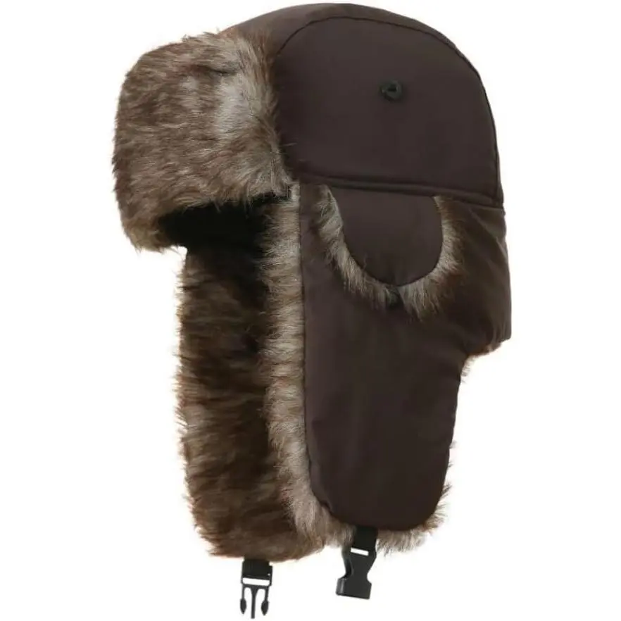 Trapper Hat Warm Faux Fur Winter Hat with Ear Flaps Windproof Waterproof Snow Ski Hats Men Women Cold Weather