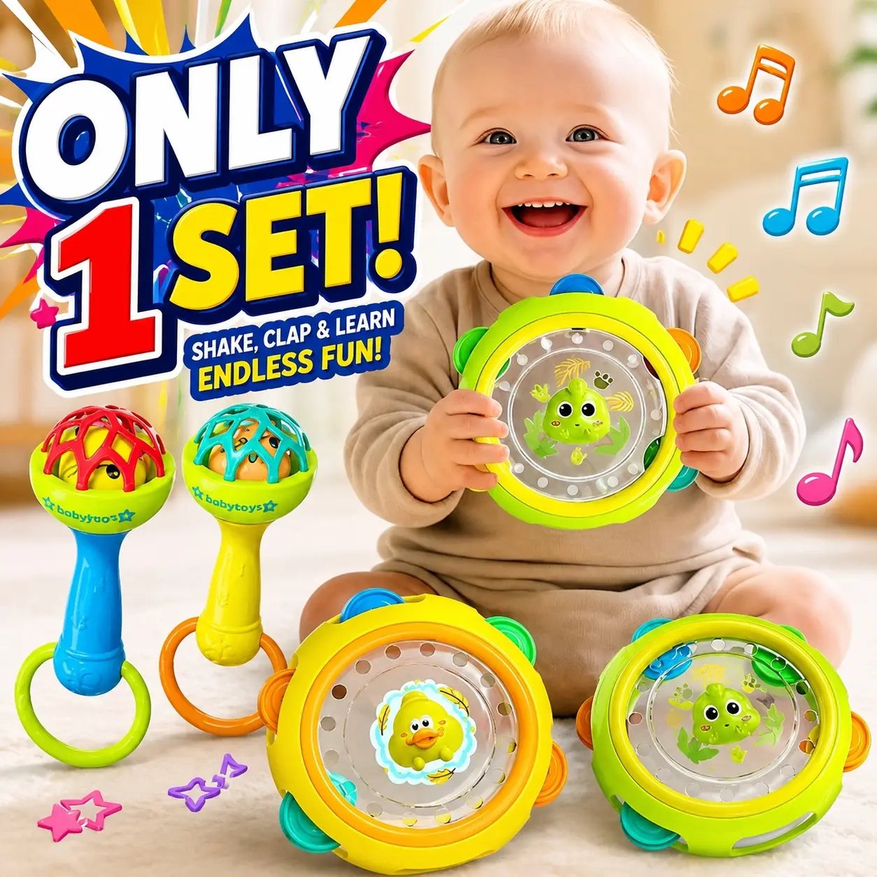 1pc/1set patting drum, rattle, and grasping training teaching aids, early education materials for Newborn Babies to enhance sensory abilities, promote parent-child interaction, and make a great Halloween and Christmas gift