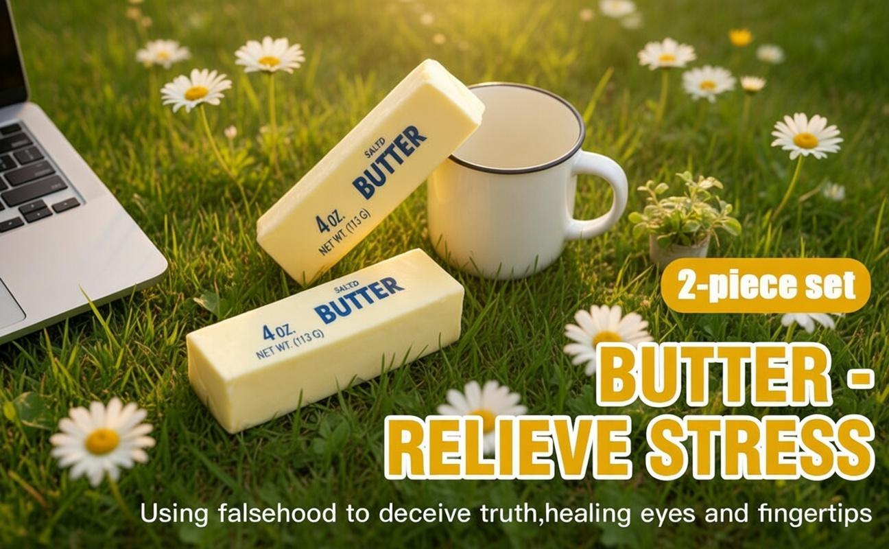 Butter Stick Squeeze Toy Soft Non-Toxic Squishy, Stress Relief PU Fidget Toy for Adults & Kids, Funny Prank Toy for Party Games, Easter Basket Stuffers, Christmas & Holiday Gag Gifts