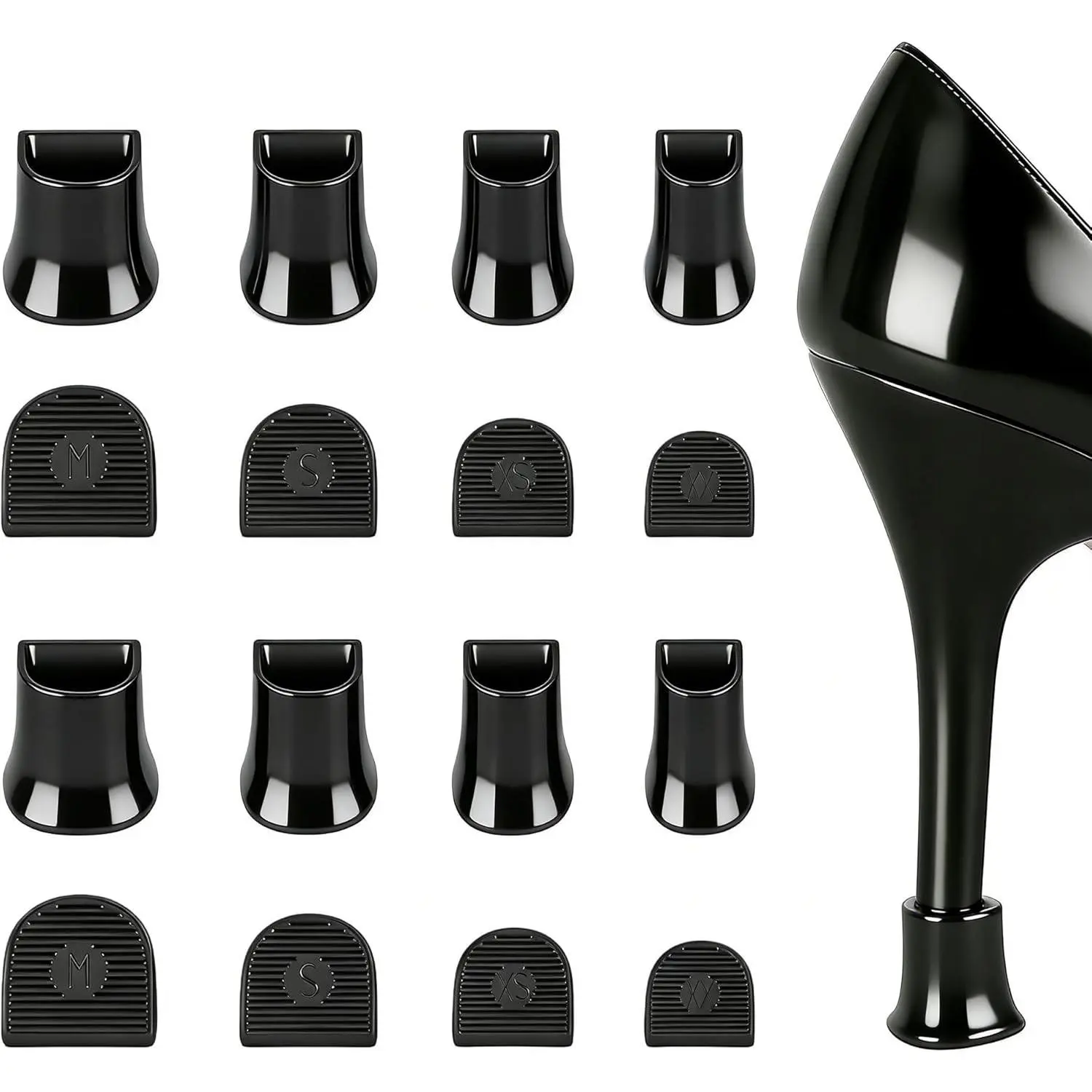 High Heel Protectors- Heel Stoppers Heel Repair Caps Covers for Walking on Grass and Uneven Road Heel Cover Cups Perfect for Wedding Outdoor Events (U Type-Black-8 Pairs)