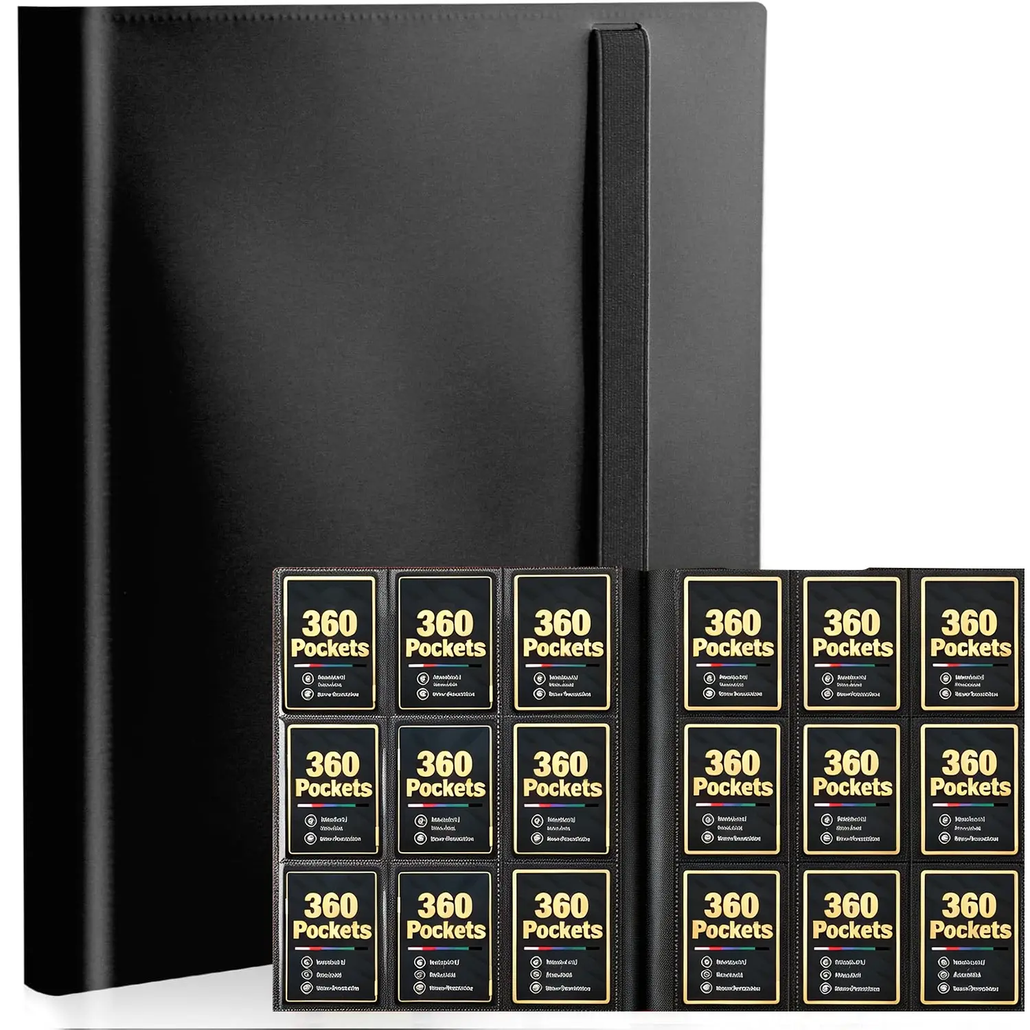 Trading Card Binder Pro-Folio – 9 Pocket Binder - Side-Loading Album, Durable & Acid-Free Storage for YuGiOh, MTG, TCG, Game & Sports Cards, Black