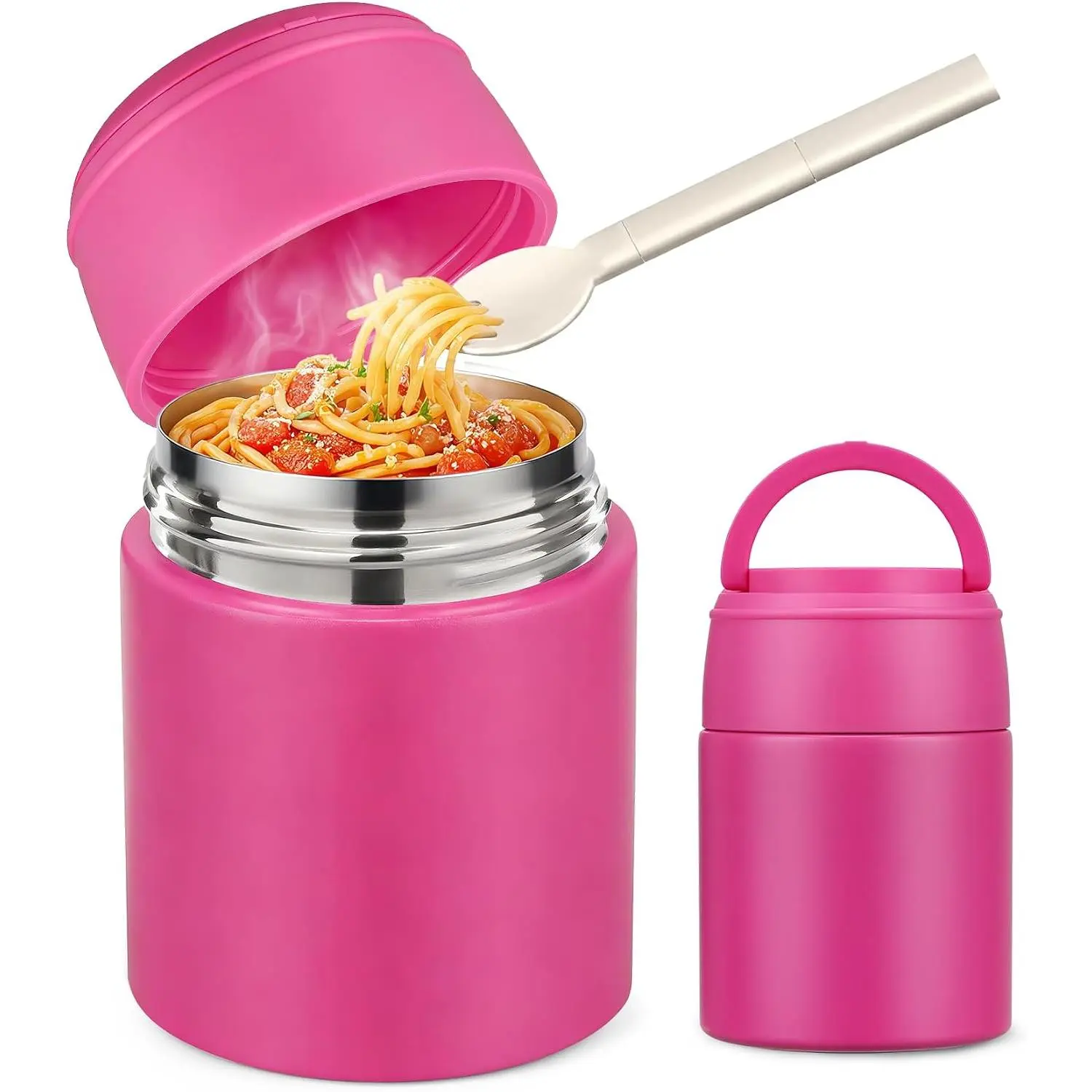 10oz  Soup Thermo - Leak-Proof Insulated  Jar with Spoon | Stainless Steel, Hot 6H/Cold 12H, Wide Mouth, Foldable Spoon, for School Lunch