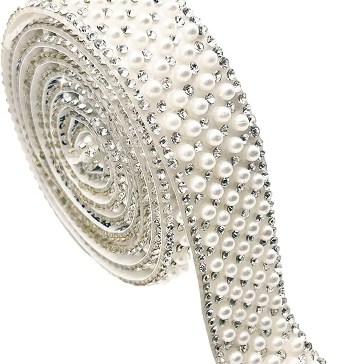 Self-Adhesive Pearl Rhinestone Ribbon Strips, Crystal Decoration Ribbons, 2cm Wide, DIY Crafts, Phone Decor, Wedding Décor