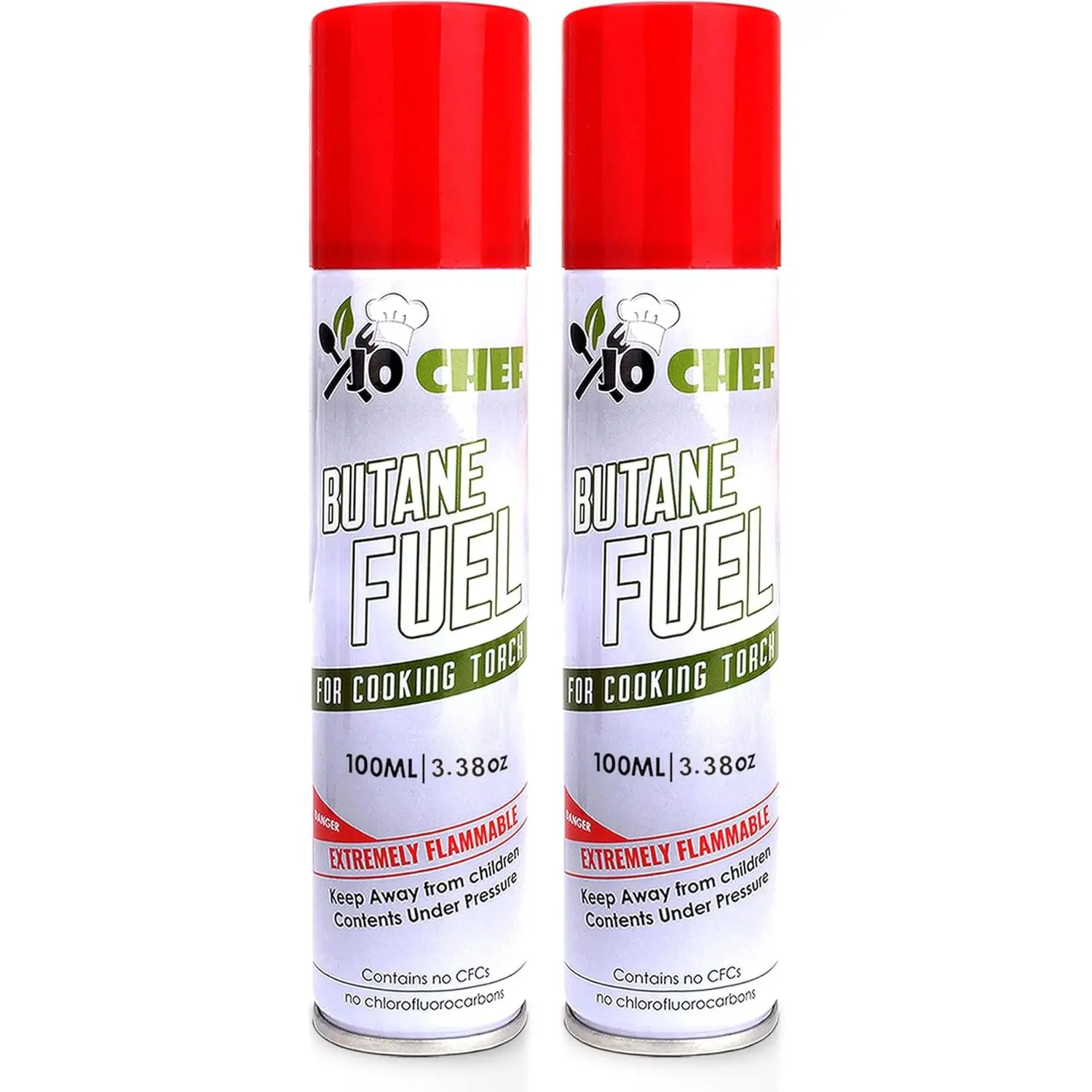 Butane Refill, Butane Fuel for Lighters| 2 Cans (3.38oz/100ml), Food-Refined Butane with Nozzle Adapter - Refills Any Cooking, Candle or Butane Lighter