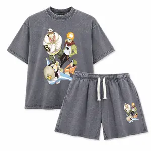 Men's Oversized Vintage Washed Anime Bleach Graphic Tee - Cute Ichigo Rukia Print, Anime Fan Gift, Men's Bleach Merchandise