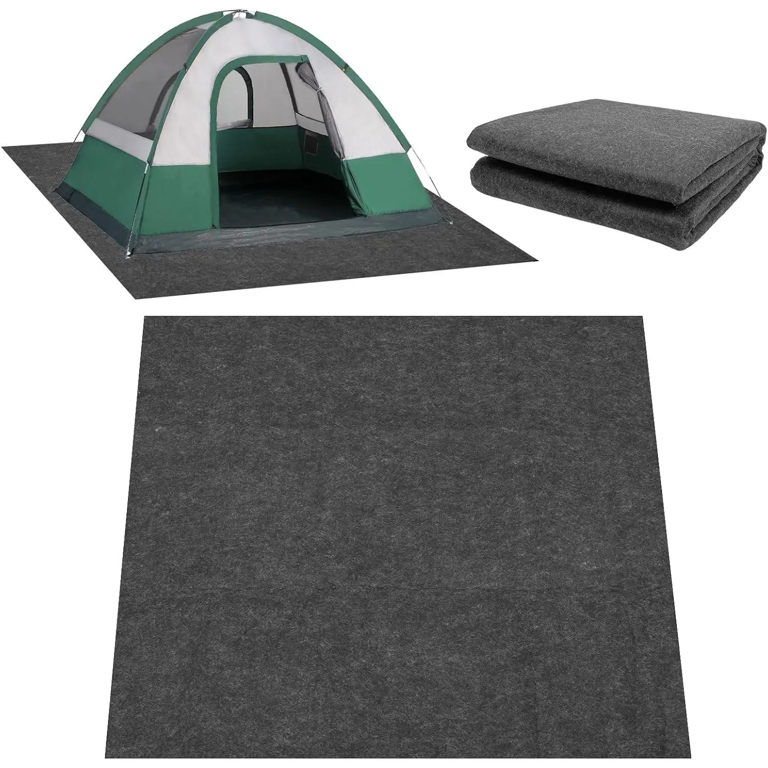 Camping Tent Carpet Mat, 6 x 6 Ft Waterproof Rug for Outdoor Use, Dark Gray