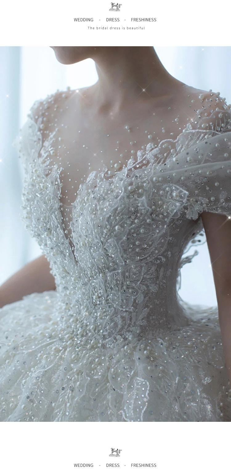 2026 New Arrival Main Wedding Dress – French Luxury Heavy Embellished Train, Princess Style for Petite Bride & Maternity, High-End Textured Gown