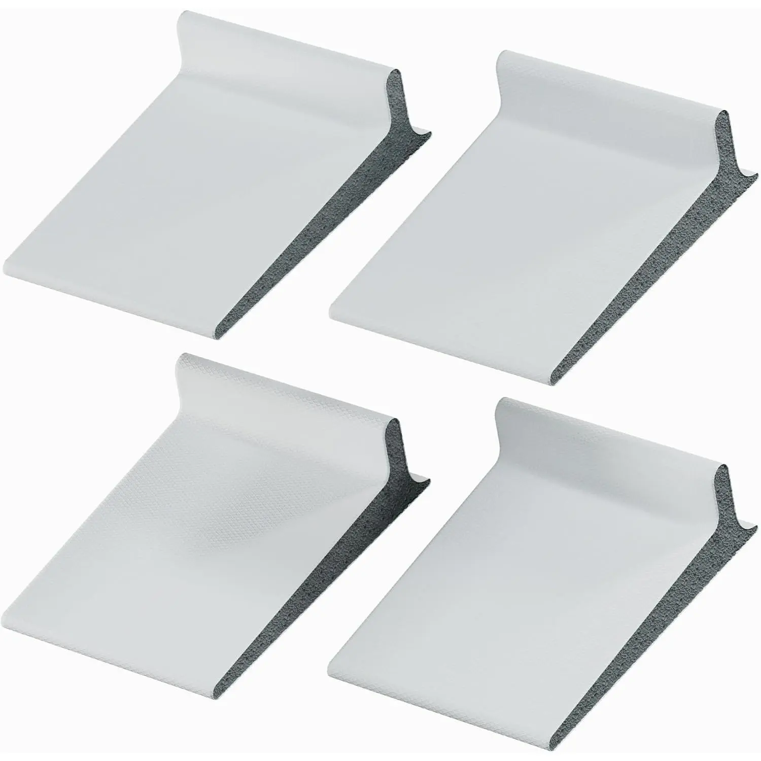 White Door Corner Seal with Raised Fin, Synthetic Pre-Adhesive Backing Weatherstripping for Gap Sealing (Pack of 4)