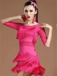 Exquisite Lace Fringe Latin Dance Dress Adult Women Ballroom Dance Competition Outfit Dance Garment