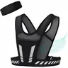 Running Vest with Phone Pocket Lightweight Adjustable Reflective Jogging Vest Marathon Run Vest with Pockets for Women Men with Headband Black