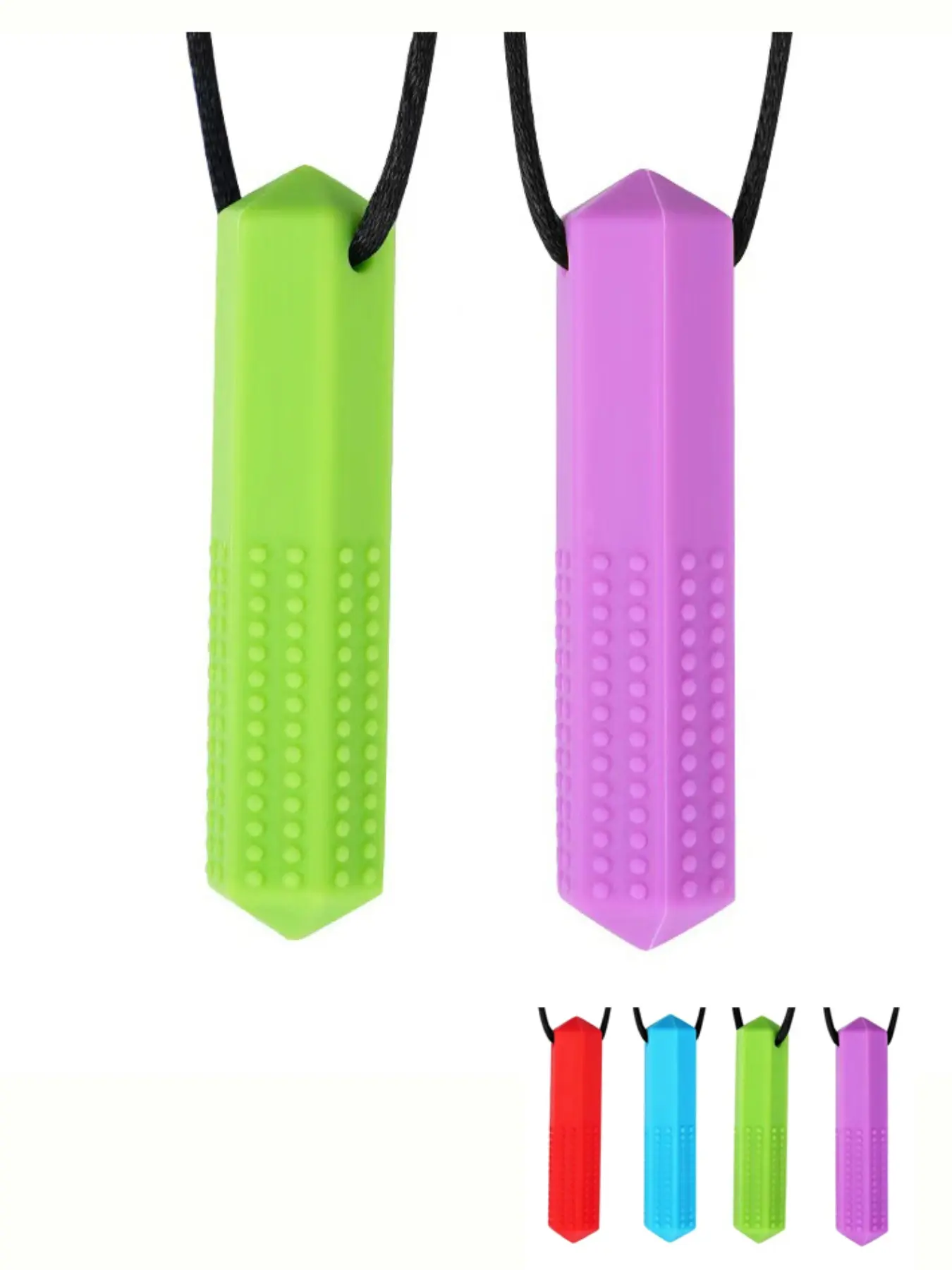 2 Pack Sensory Chew Necklaces for Boys & Girls, BPA Free Silicone Teething Chewy Necklace, Sensory Teether, Oral Motor Chew Toys for Autism, ADHD, SPD, Biting Needs, Anxiety Relief for Kids & Adults