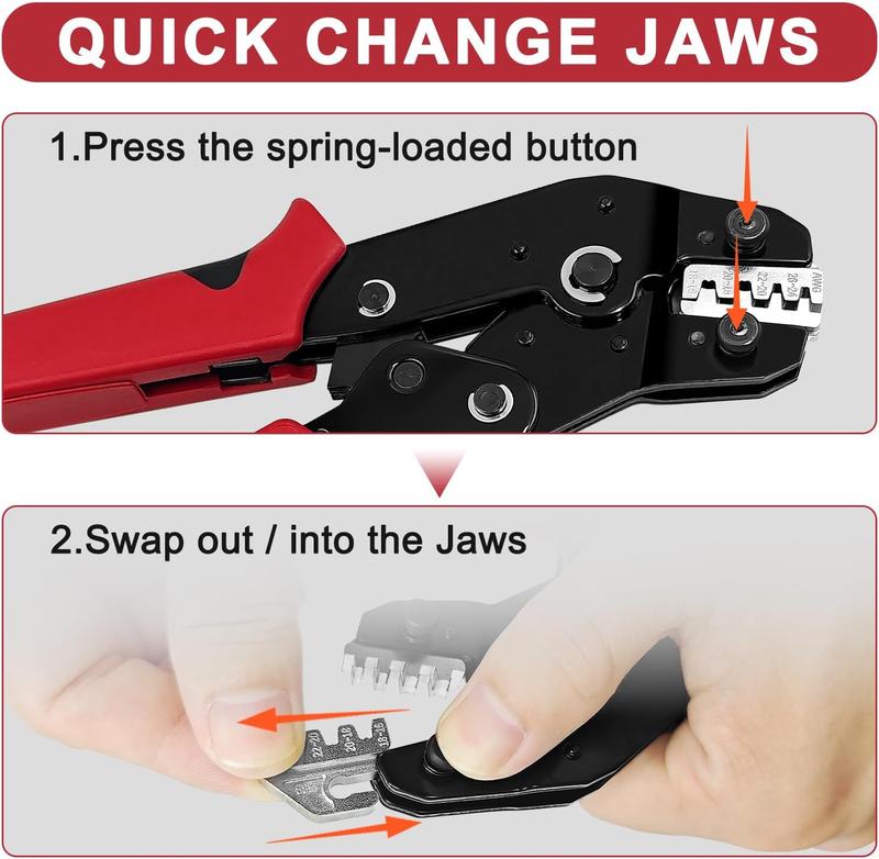 Terminal Crimping Tool and Multi-Purpose Wire Stripper Kit - Multiple jaw sizes, ratcheting design, Wire Crimper Tool - Ideal for mc4 crimping, wiring, repair electrical Terminal Crimping Tool and Multi-Purpose Wire Stripper Kit - Multiple jaw sizes, ratcheting design, Wire Crimper Tool - Ideal for mc4 crimping, wiring, repair electrical