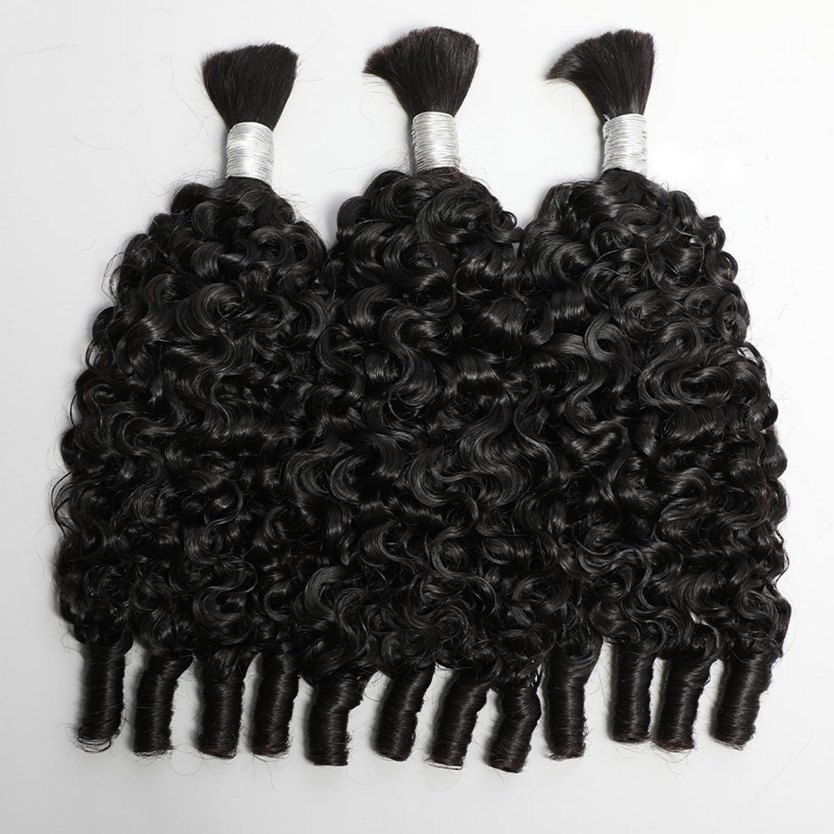 Iwish 15A Human Hair Burmese Curly Bundles Braiding Hair for Boho Braids nprocessed Virgin Raw Hair Bulk Weave Extensions No Weft 100g 12-32 Inch Natural Color