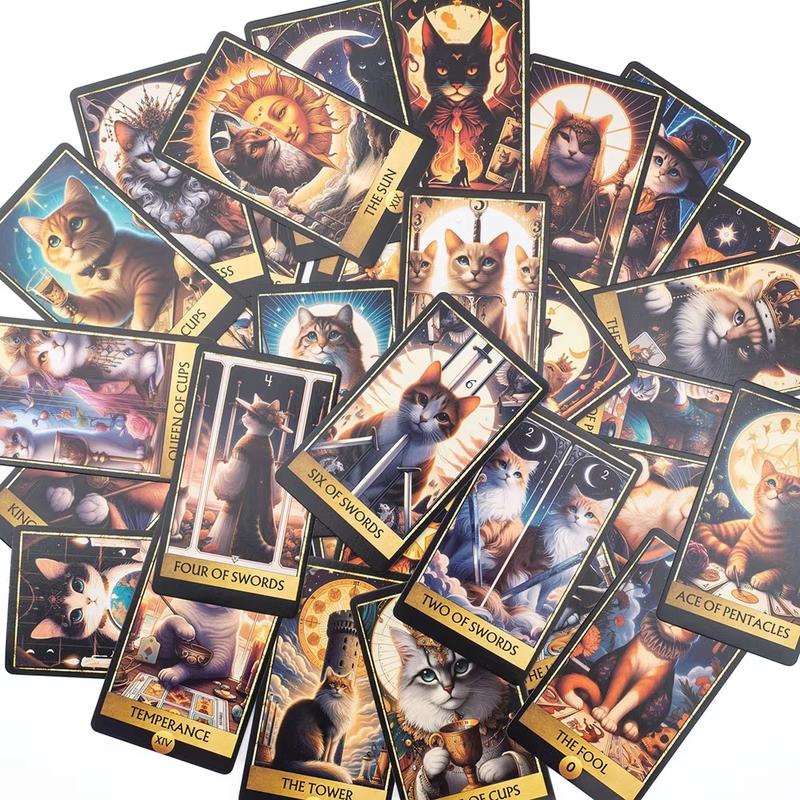 Quirky Cat Tarot Deck, Unique Hand-Drawn Illustrations, Perfect for Beginners & Experienced Readers, Ideal Gift for Cat Lovers, 78 Cards