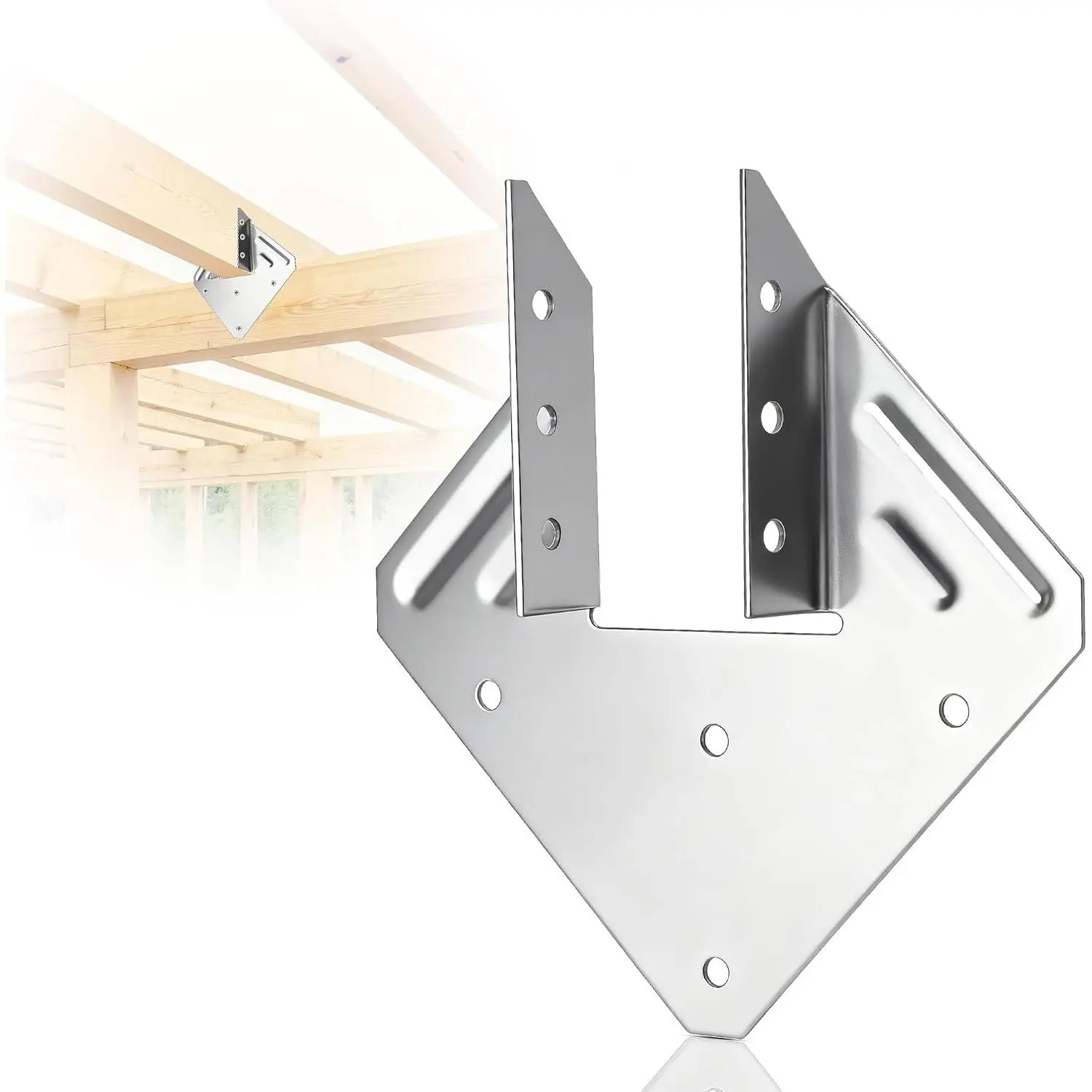 Galvanized Steel Powder Coated Rafter Ties, 24-Pack 16-Gauge Hurricane Straps Brackets for 2X Deck Joists, Silver Joist Hangers