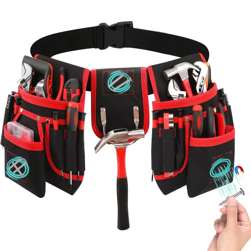 Multi functional adjustable multi pocket strong magnetic repair kit belt tool storage belt waist bag
