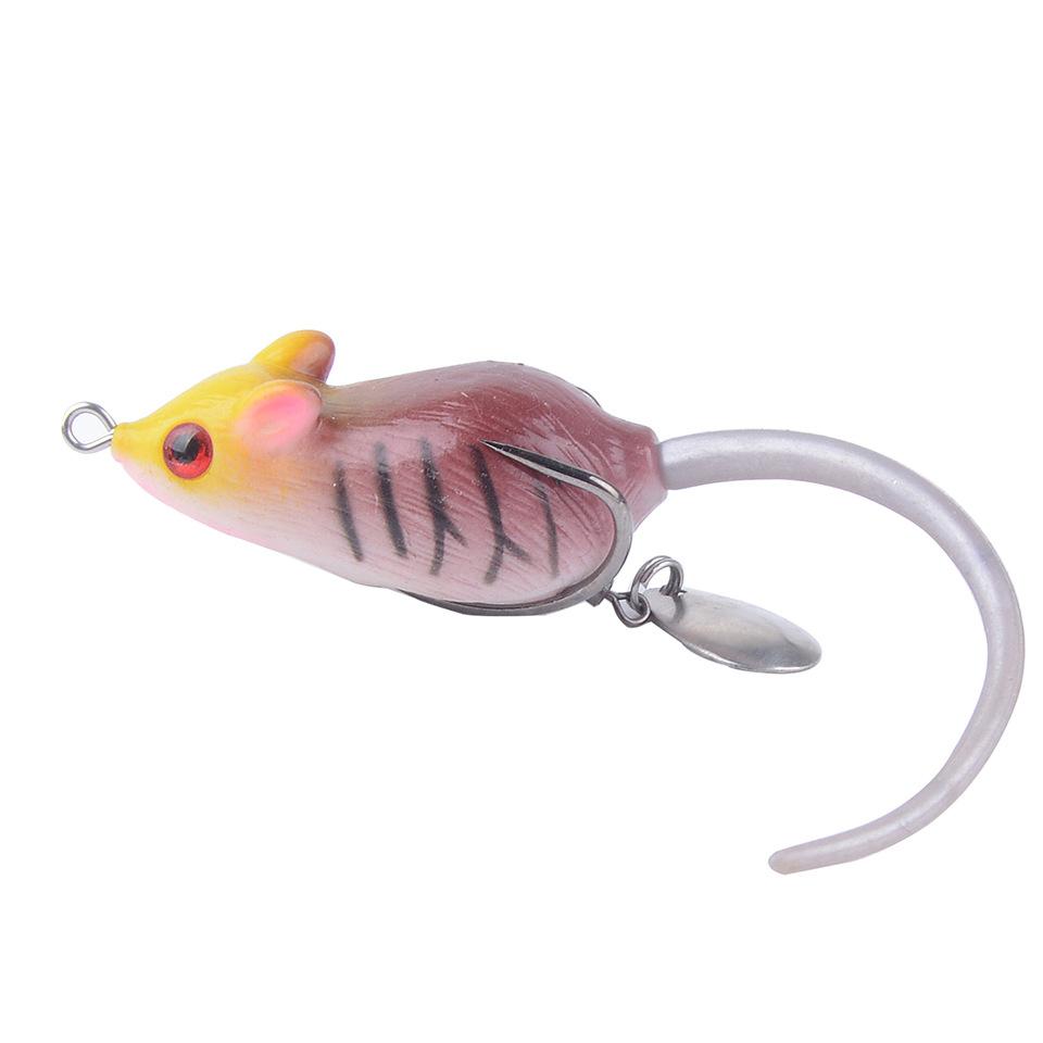 Topwater Frog Lure 4.5cm 10.5g Rat Mouse Shape with Blade Double Hooks Soft Fishing Bait