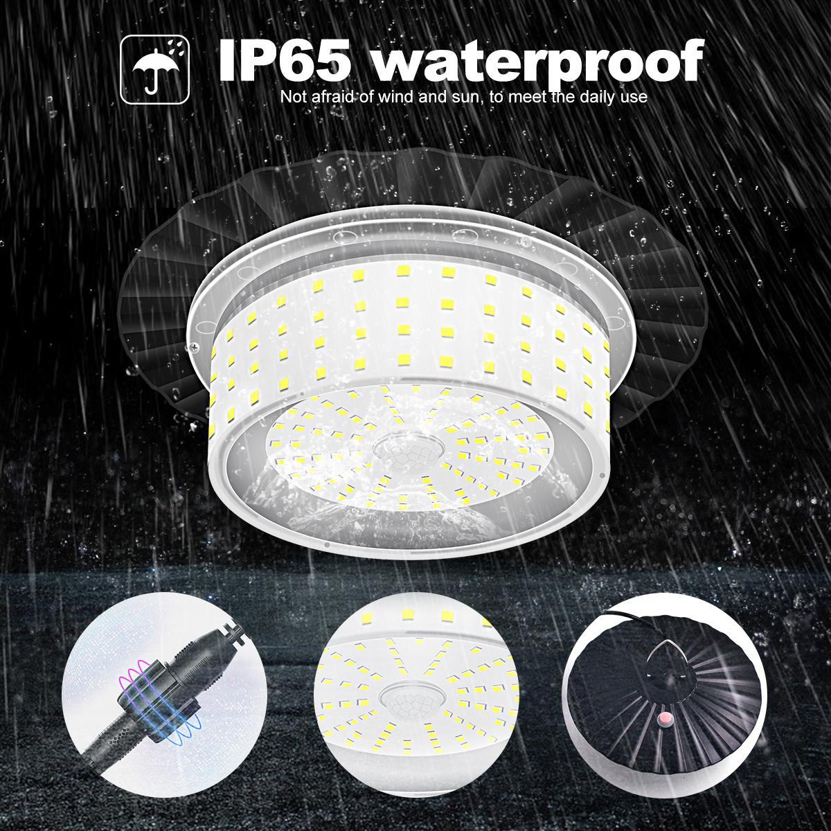 224-LED Solar Pendant Light with Motion Sensor, 5-Mode Waterproof Floodlight with Remote Control, Outdoor Wall and Garden Light for Patio, Deck, Shed or Camping