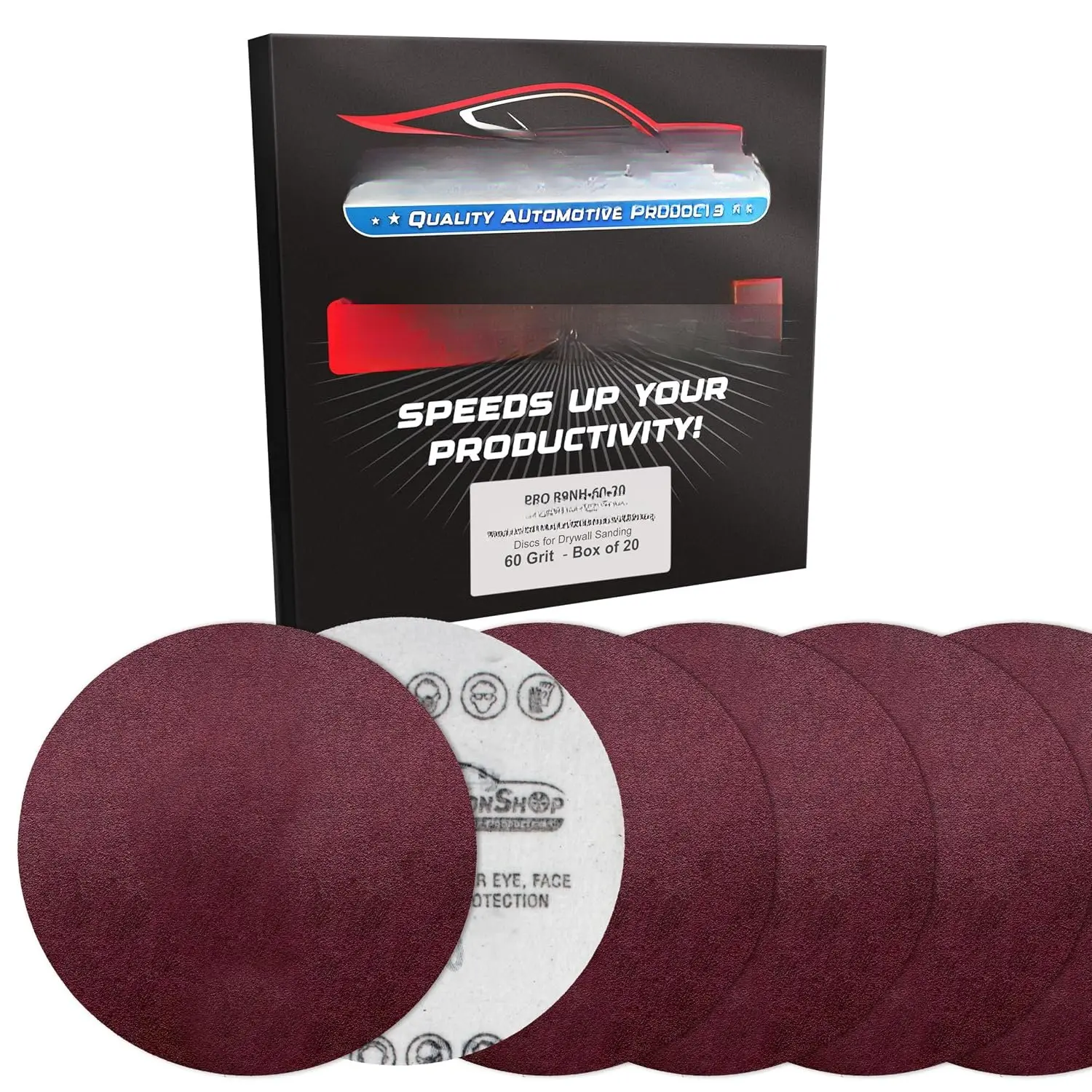 9" Red 60 Grit Hook & Loop Sanding Discs, Box of 20 - Sandpaper for Drywall Power Sanders, Coarse-Cut Abrasive - Woodworking, Sand  Metal Automotive