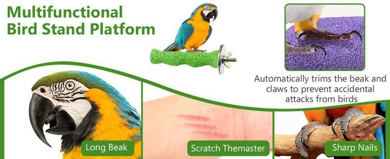 4PCS Bird Beak Grinding Stone - Parrot Cage Perch Foot Trimmer Chew Toys