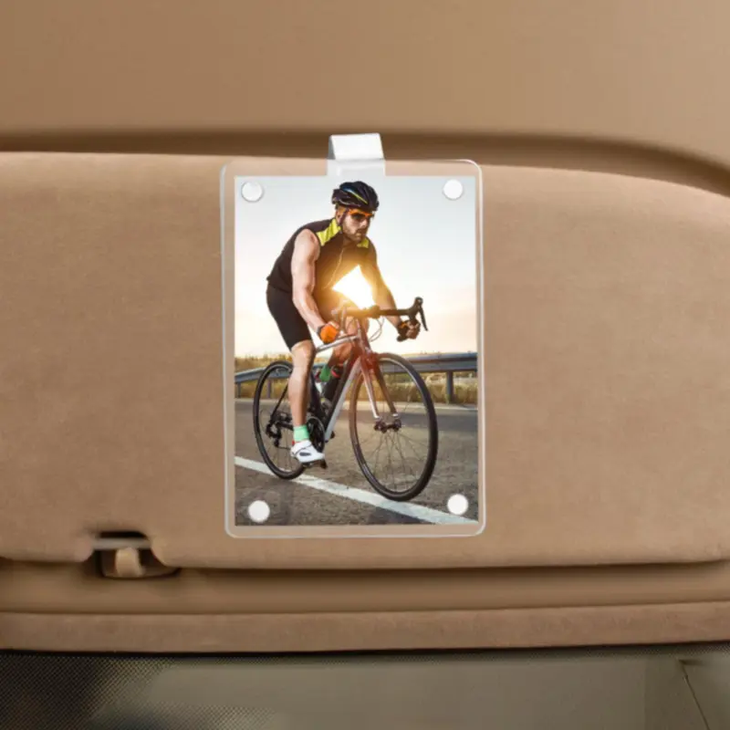 Magnetic Acrylic Photo Car Visor Clip Frame - Collectibles with Flexible Magnetic, Clip Attachment, Acrylic Artwork Features (1pc/2pc, All Seasons) Home Decor Gifting Accents, Flexible Magnetic Speciality Photo Frames