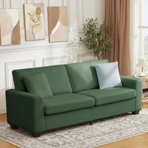 Garvee 83" Couch for Living Room, Comfy Sofa with Deep Seat, Modern Sofa with Wide Armrest, Removeable Cover, Teddy Fleece 3 Seater Couch for Bedroom, Small Space, Apartment, Home Office, Green