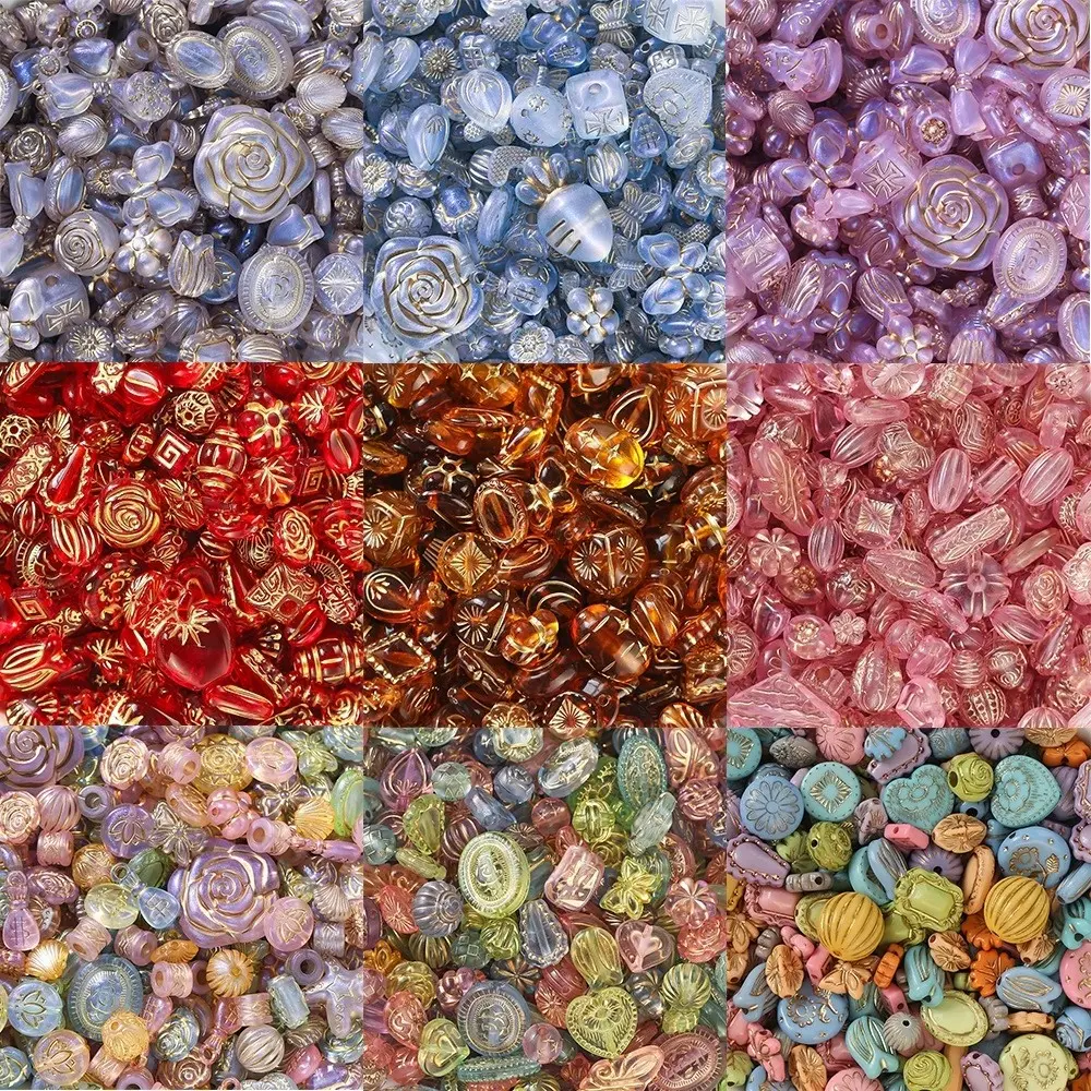 60g Vintage Baroque Acrylic Bead Mix, Gold Foil Acrylic Beads in Mixed Styles & Sizes, Diy Beads Assortment, Irregular Loose Beads for DIY Bracelet Making, Phone Strap Charms & Necklace Craft Kit, Handmade Supplies, Craft Finds