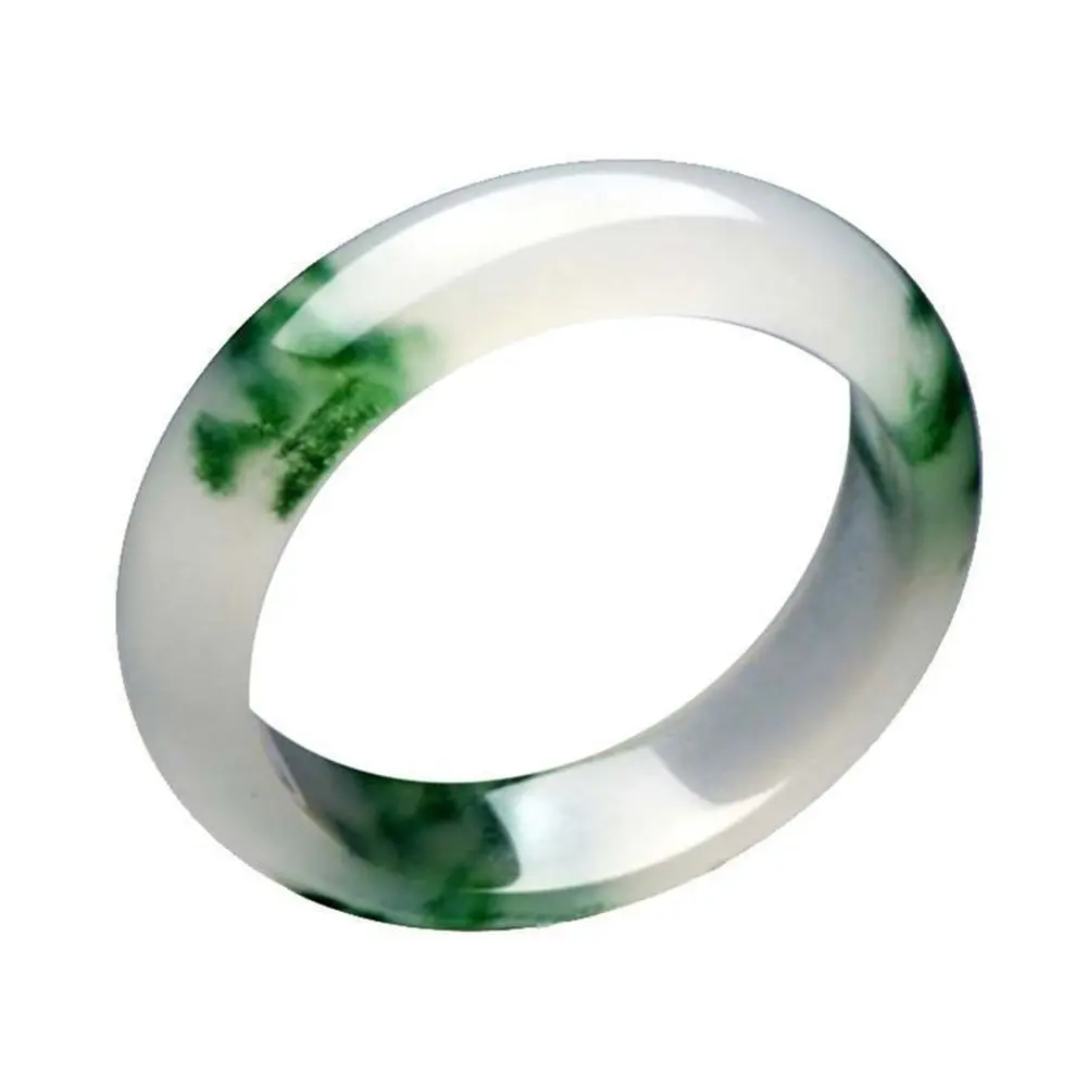 Natural Quartzite Jade Ice-Type Floating Flower Bracelet, Bright Green Jade Bangle