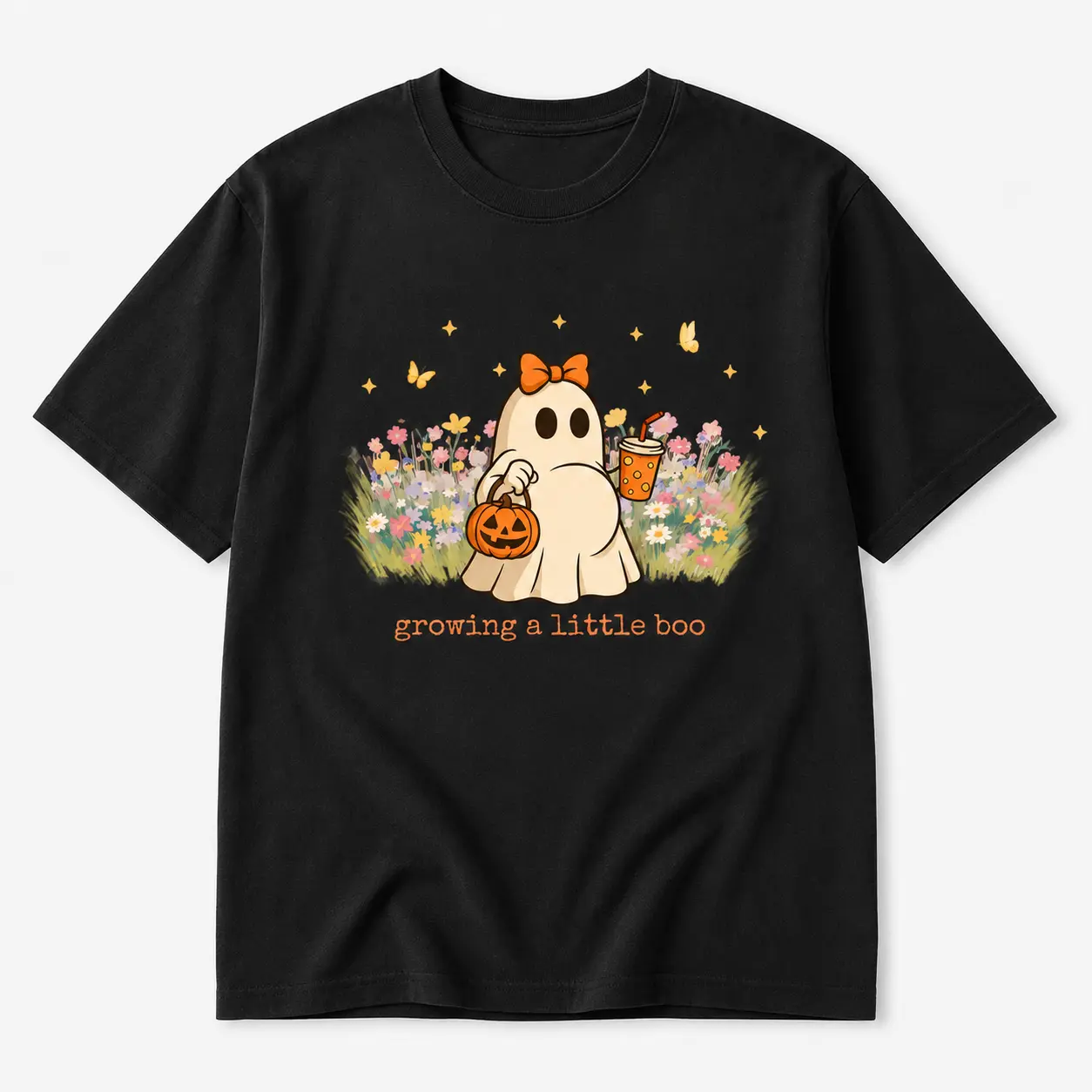 Comfort‑Fabric Growing A Little Boo Halloween Maternity Shirt, Funny Pregnancy Announcement Tee, Spooky Fall New Mommy Top, Cute Ghost Pregnancy Reveal Graphic T‑Shirt for Expecting Mom