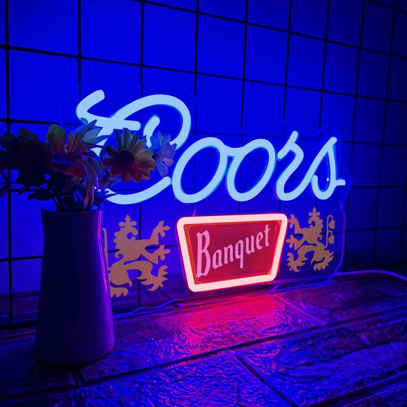 Banquet Beer Neon Sign, USB Powered LED Neon Light, Decorative Neon Sign for Home Bar Pub Restaurant, Wall Decorative Light