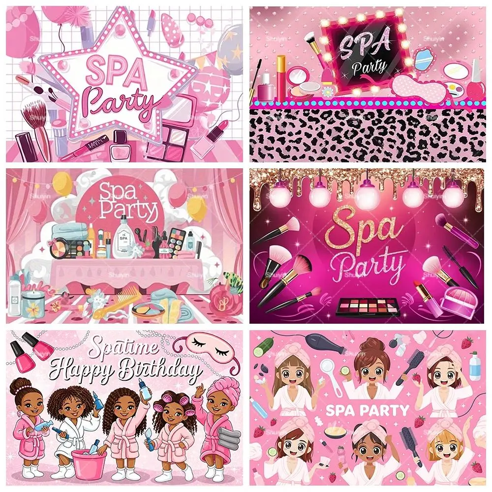 Pink Beauty Makeup Spa Background Cloth Birthday Decorations Ladies Cosmetics Beauty Care Room Decor Backdrop Girl Portrait Photo Prop