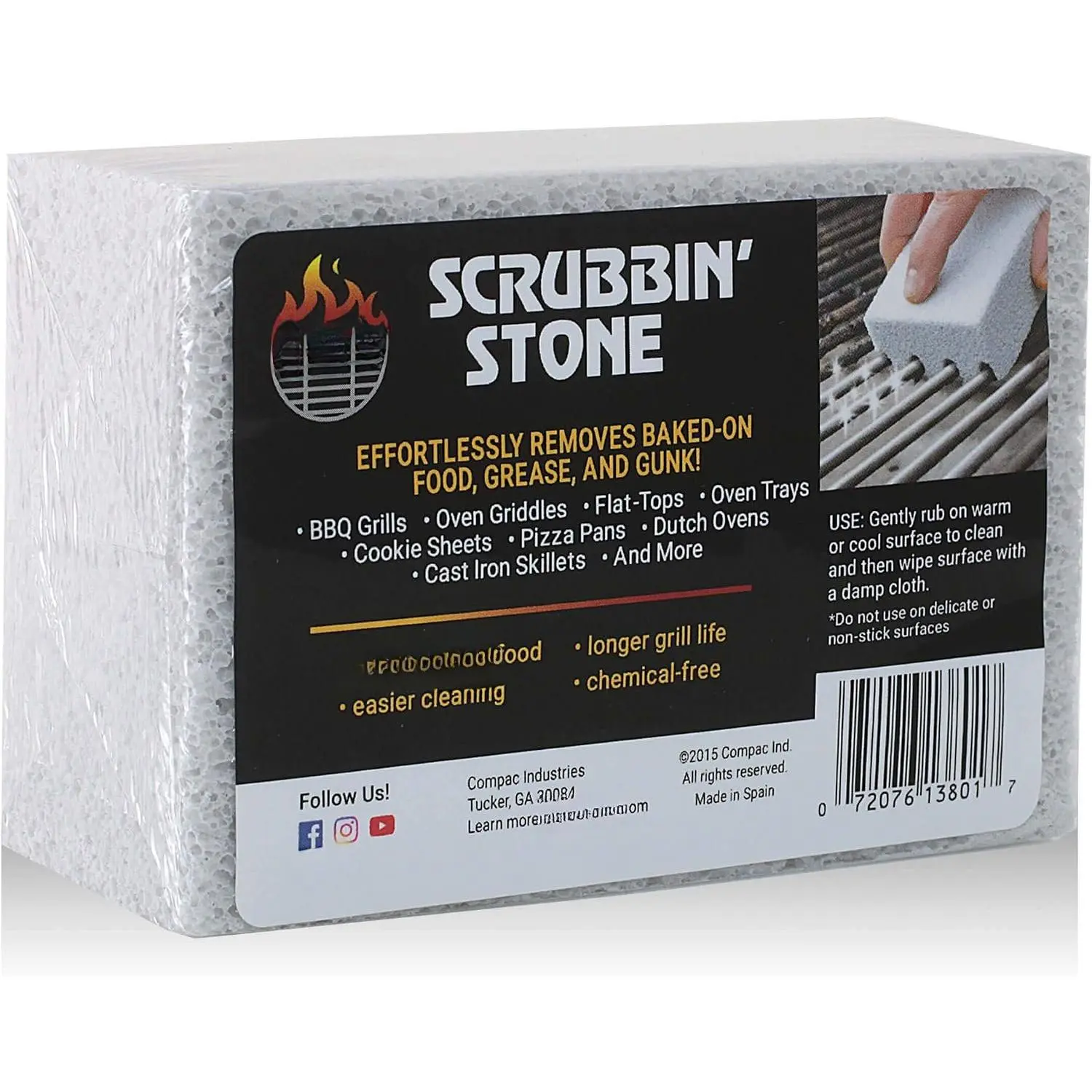 Grillin Scrubbin Stone Grill Cleaning Brick Block | Griddle Stone | Grill Stone Cleaning Block | Barbecue Grill Cleaner for BBQ, Griddle, & Racks