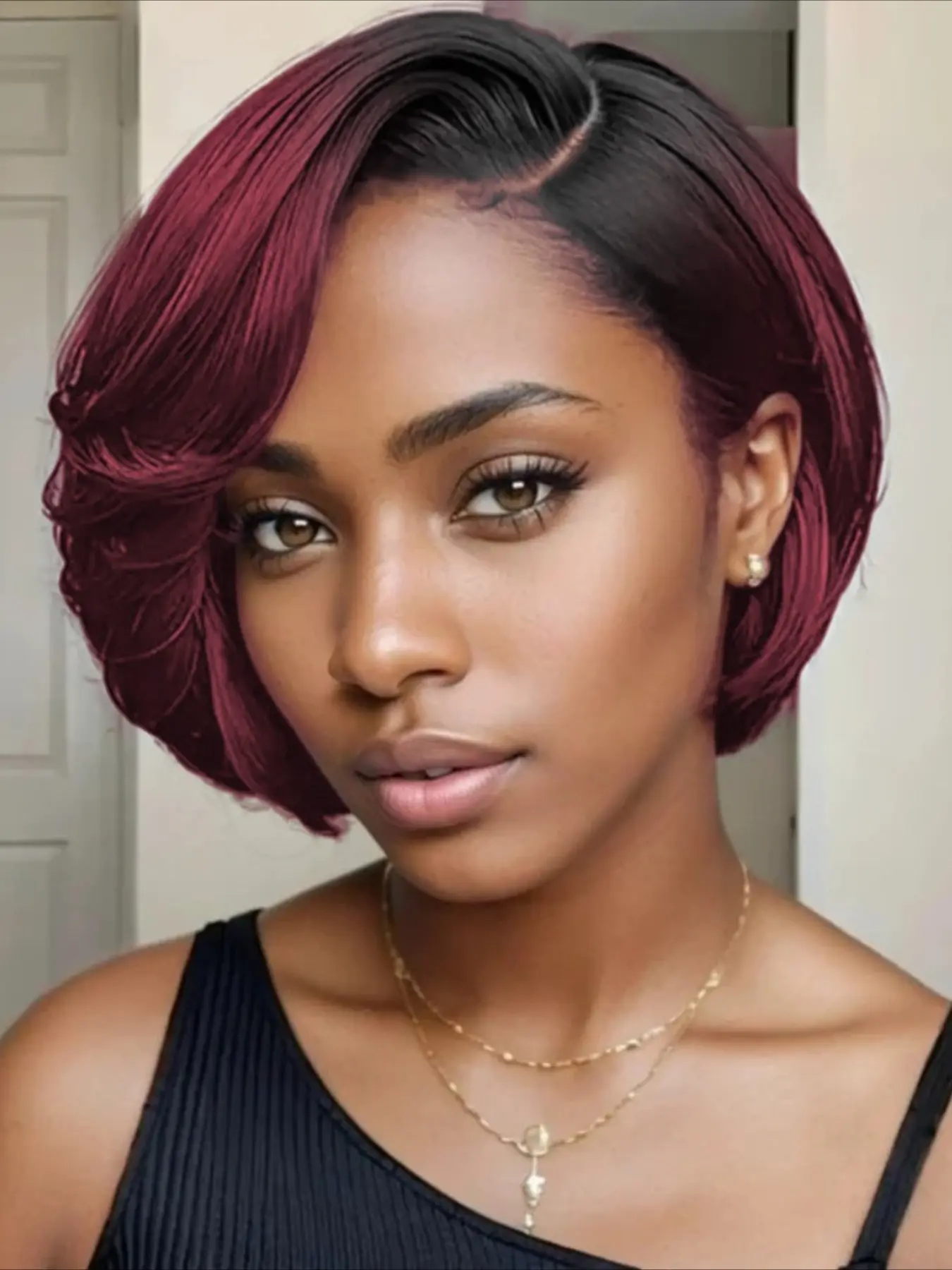 Short Straight Human Hair Wig for Women Color Wig 13x4 Transparent Lace Frontal Wig 150% Density 6 Inch Lace Bob Wig