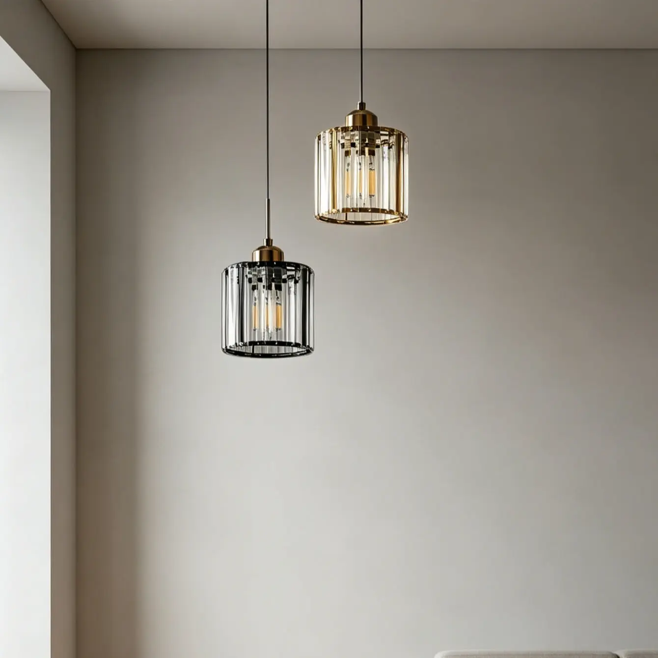 Crystal Lamp Shade, Vertical Stripe Cylinder Design, Boho Minimalist Style, Replace Old Pendant Shades, Suitable for Kitchen Bar Dining